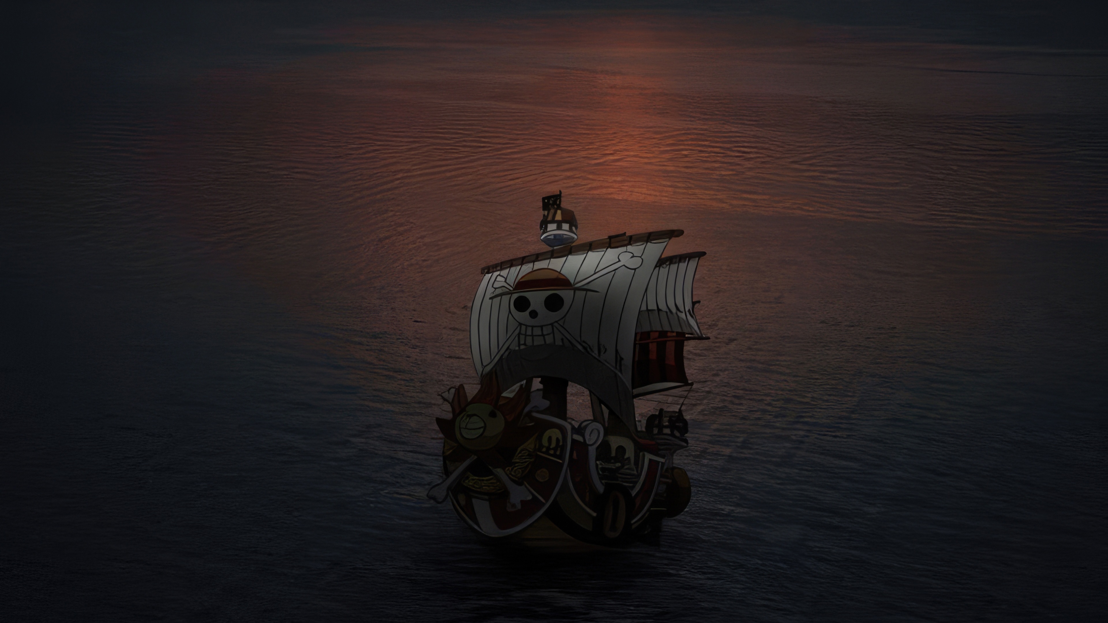 Going Merry ship from One Piece sailing at sunset HD Wallpaper