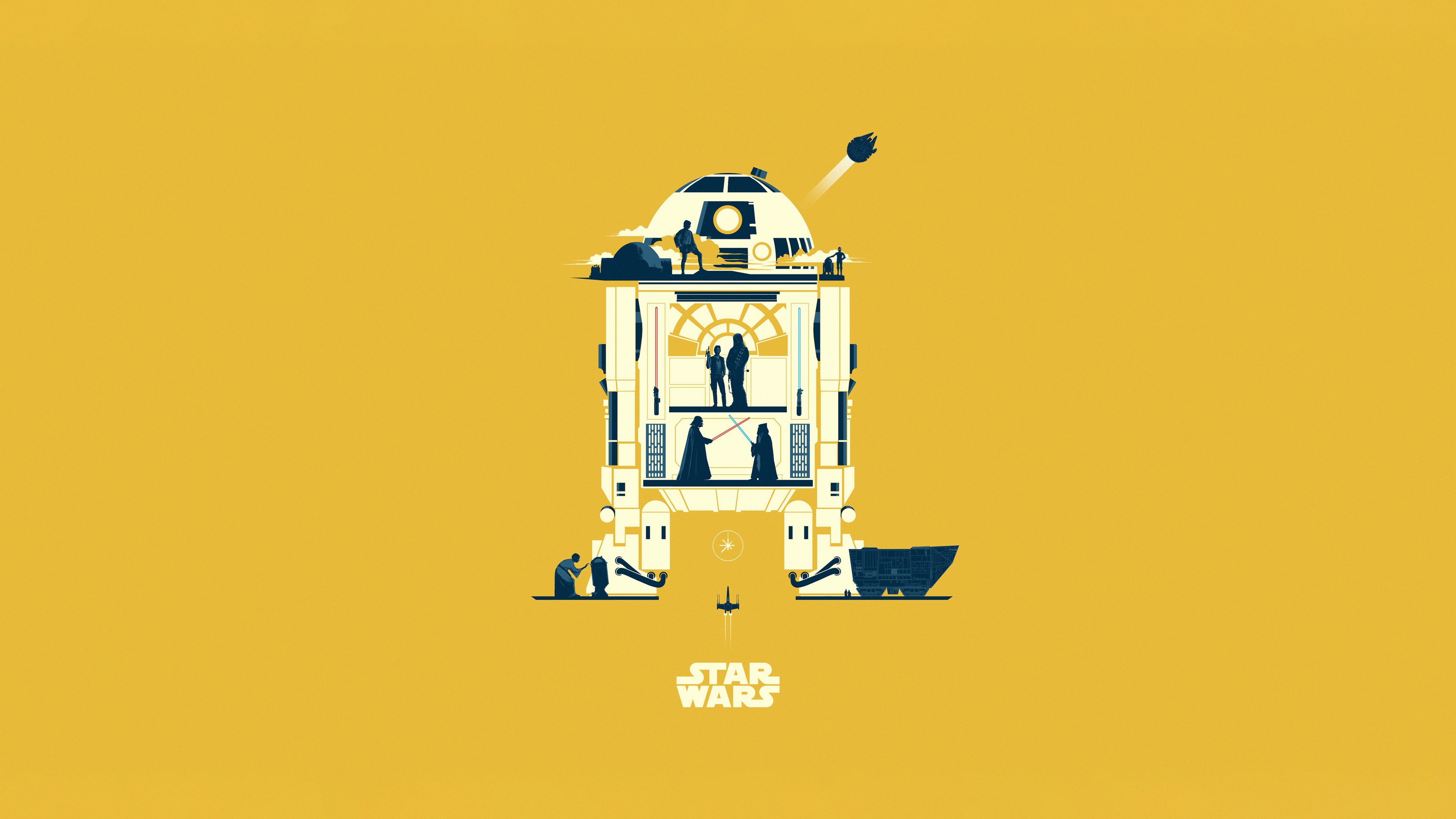 Star Wars R2-D2 Minimalist Illustration HD Wallpaper