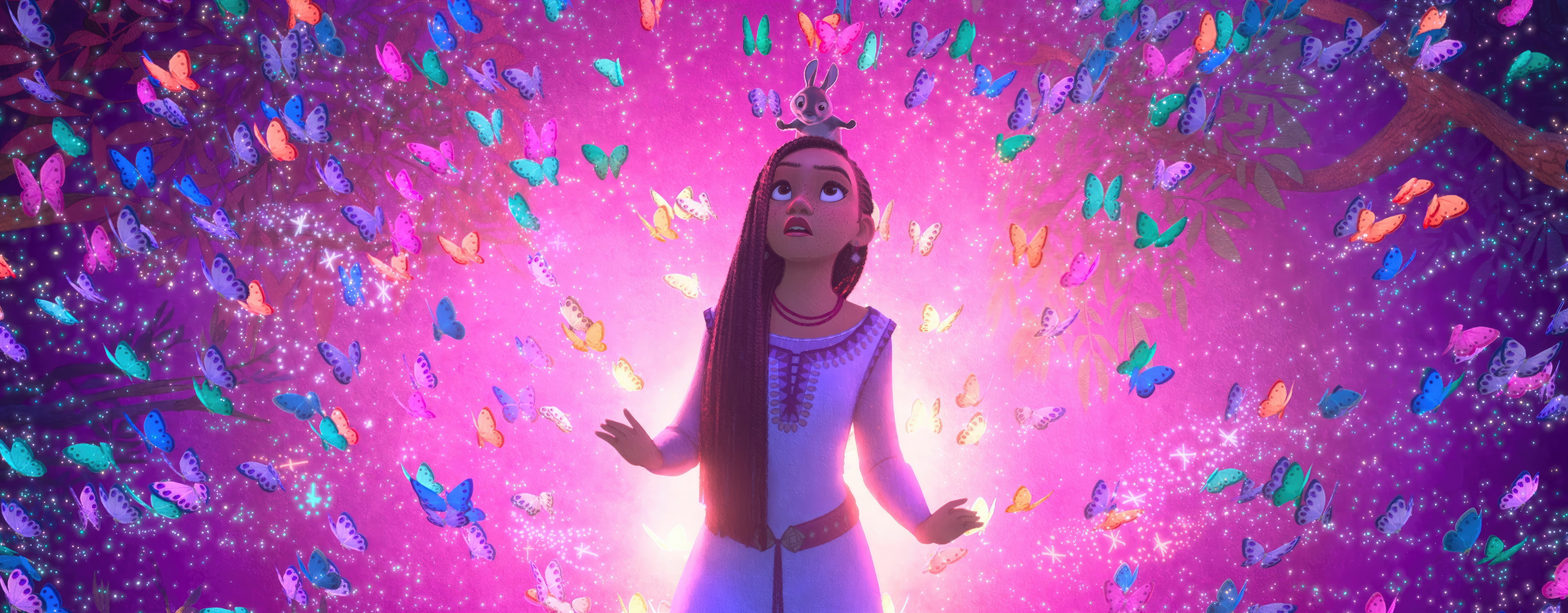 Asha surrounded by magical butterflies HD Wallpaper