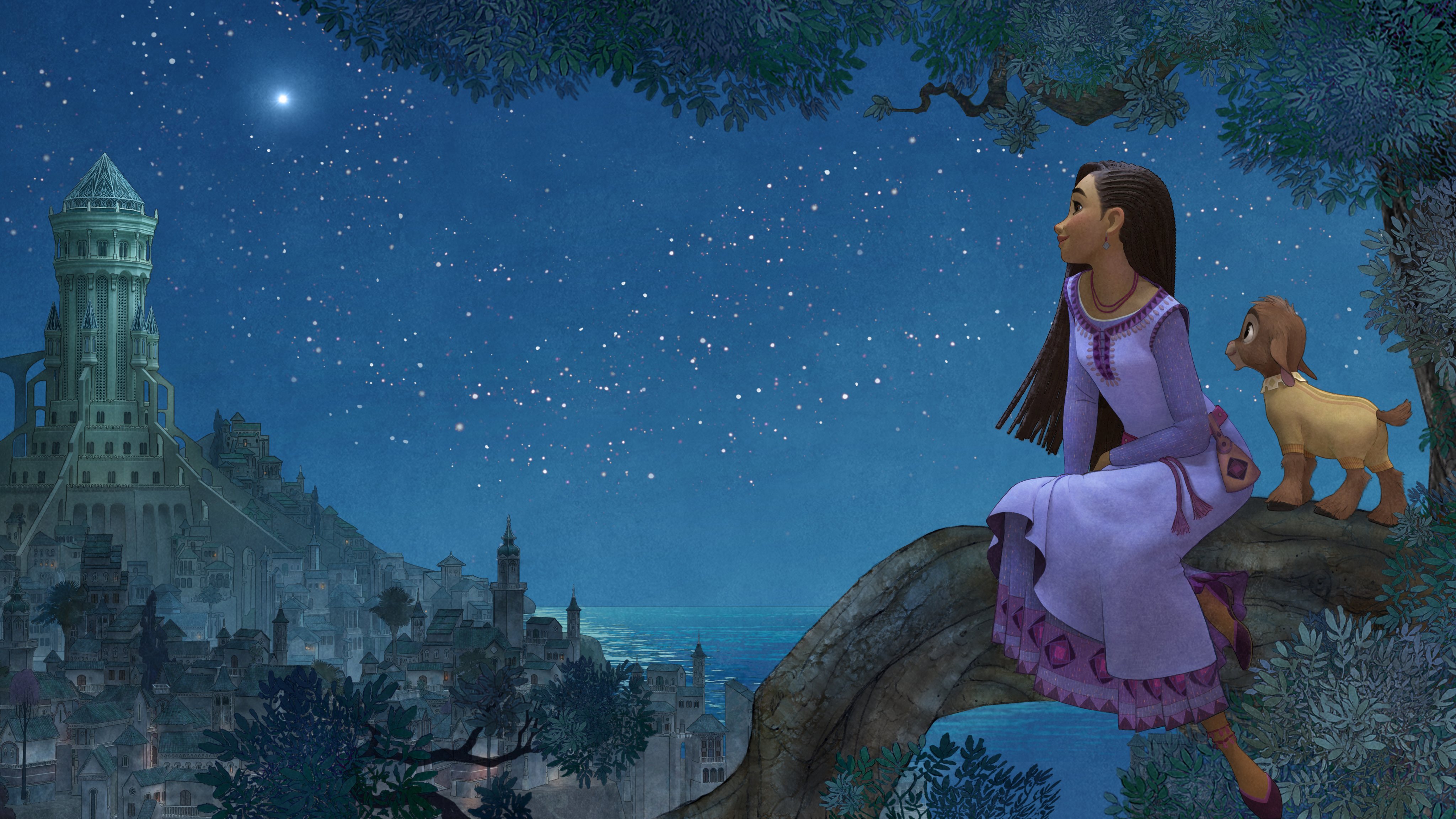 Asha and Valentino under the stars in Wish HD Wallpaper