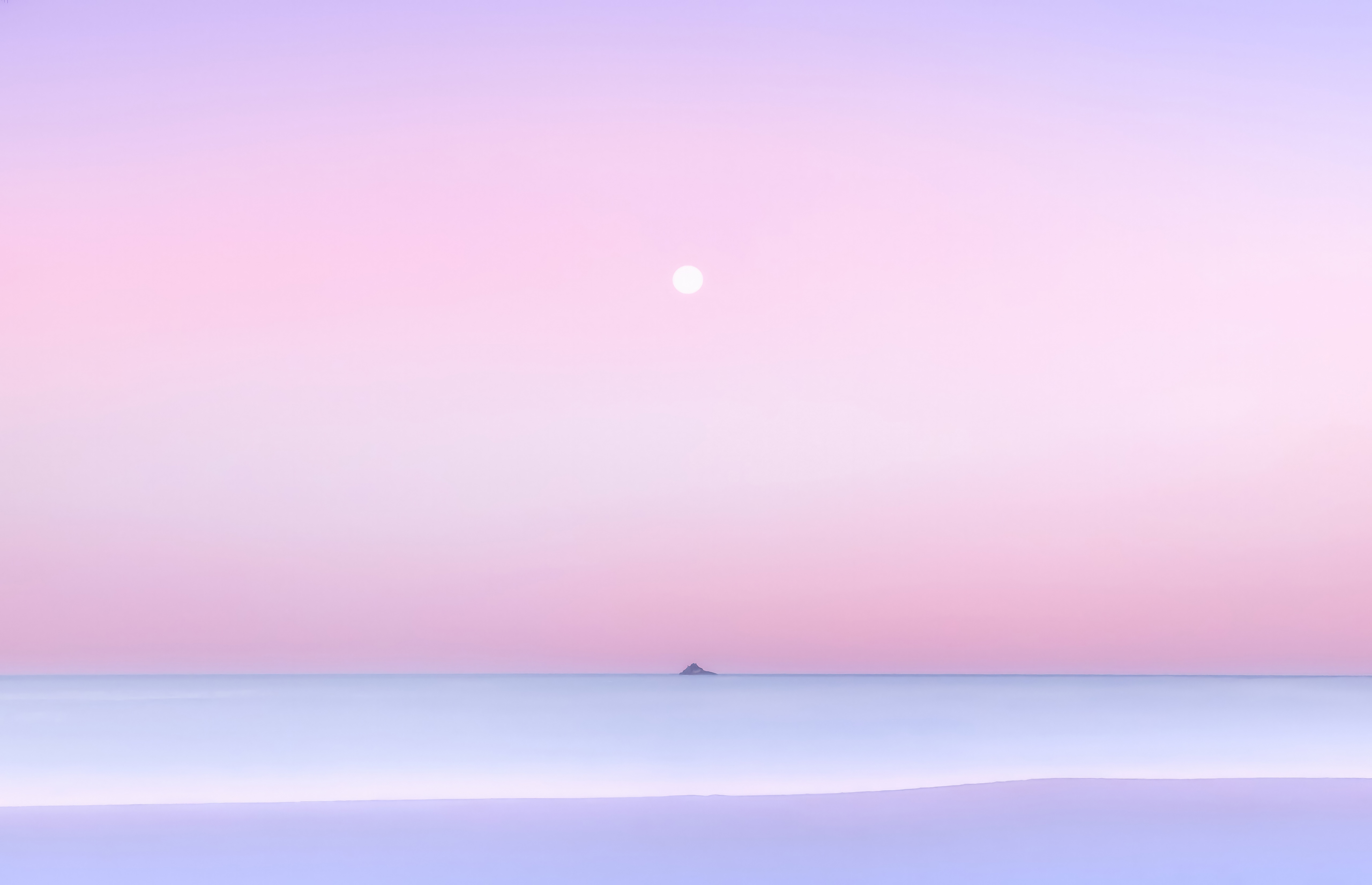 Minimalist Pink and Purple Landscape with Distant Island HD Wallpaper