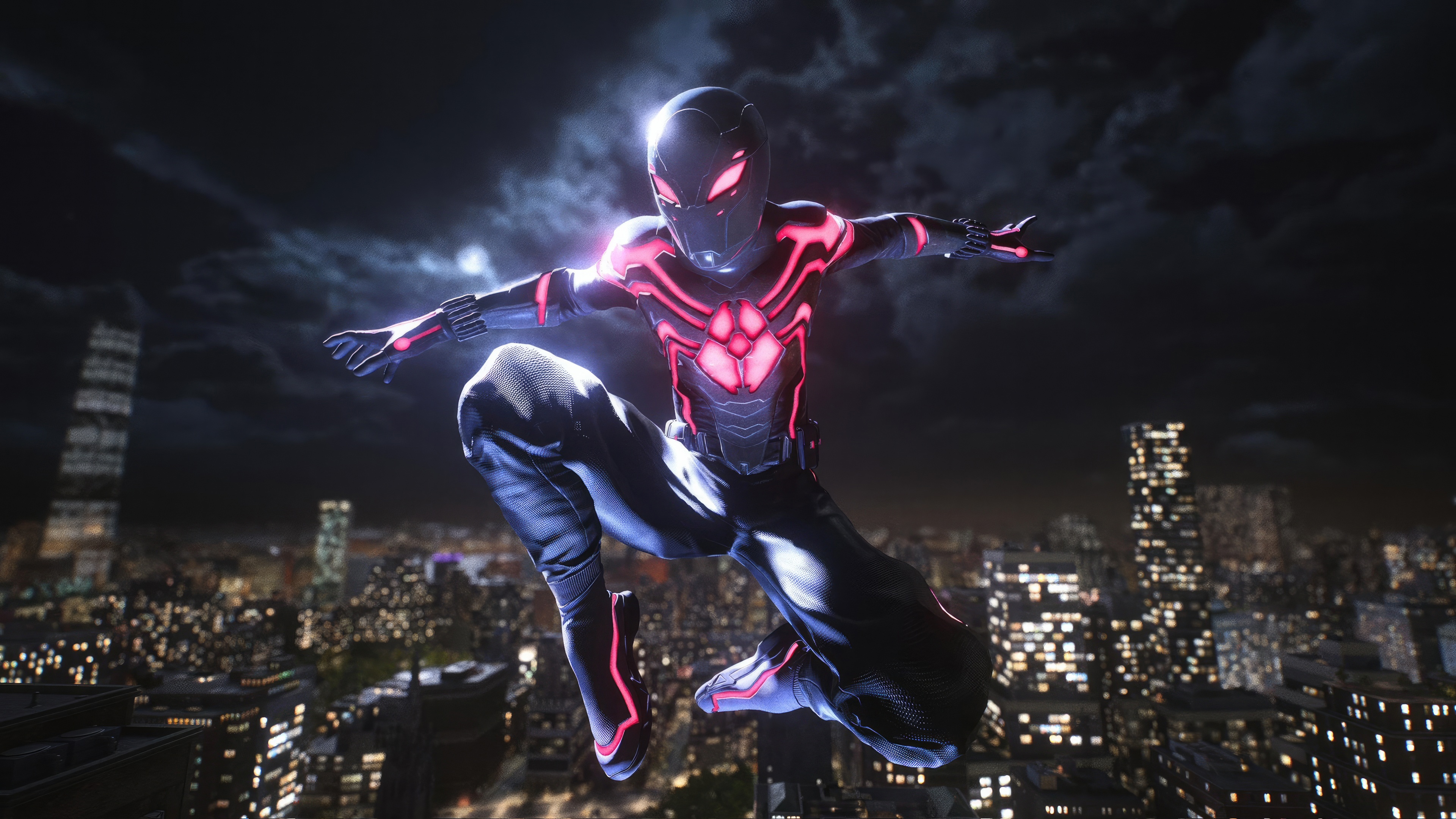 Spider-Man 2 in a dark city at night HD Wallpaper