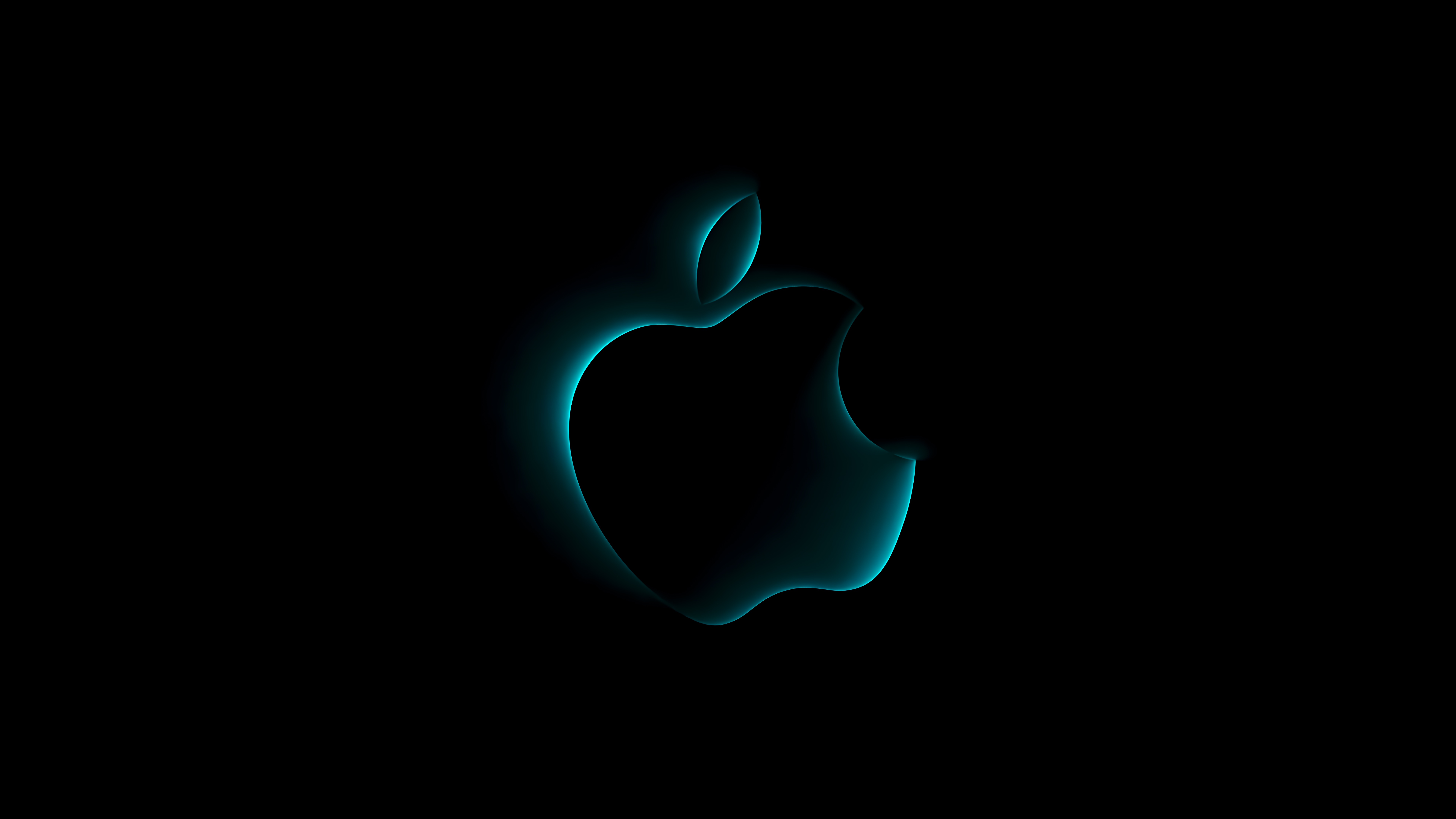 Glowing Apple Logo on Black Background HD Wallpaper