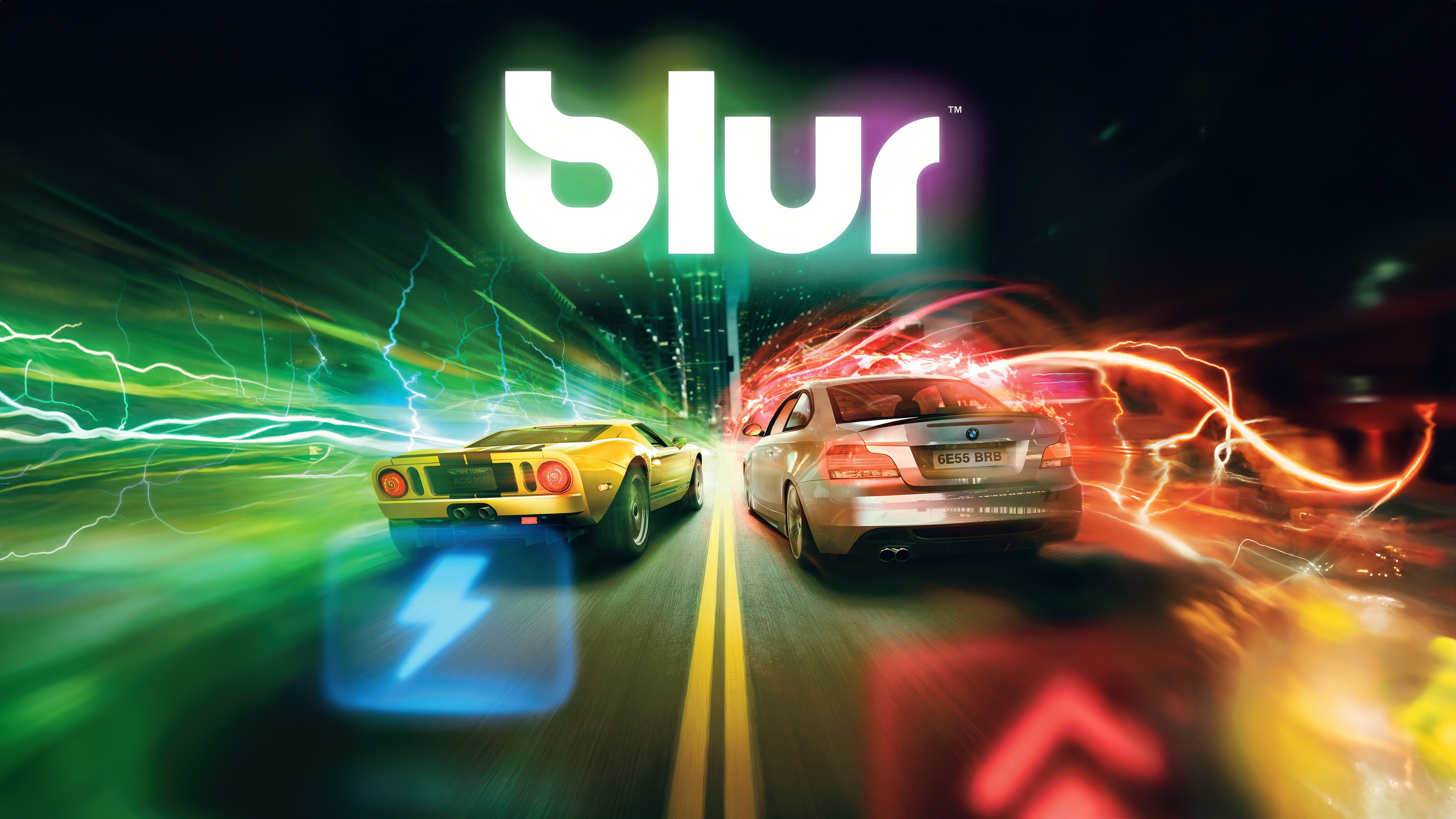 Blur Racing Game with Cars and Lightning HD Wallpaper