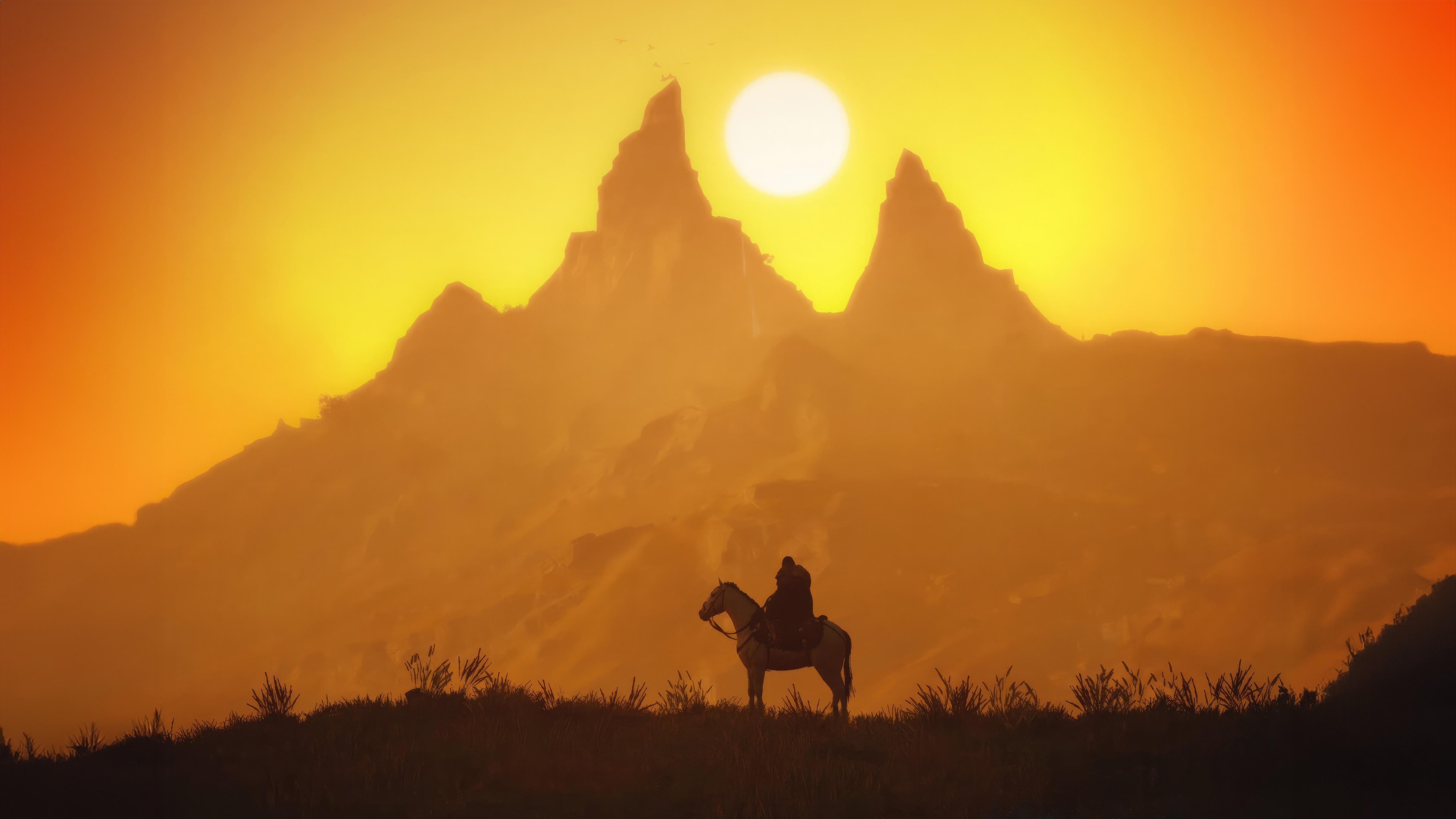 Assassin's Creed Valhalla Sunset Over Mountains HD Wallpaper