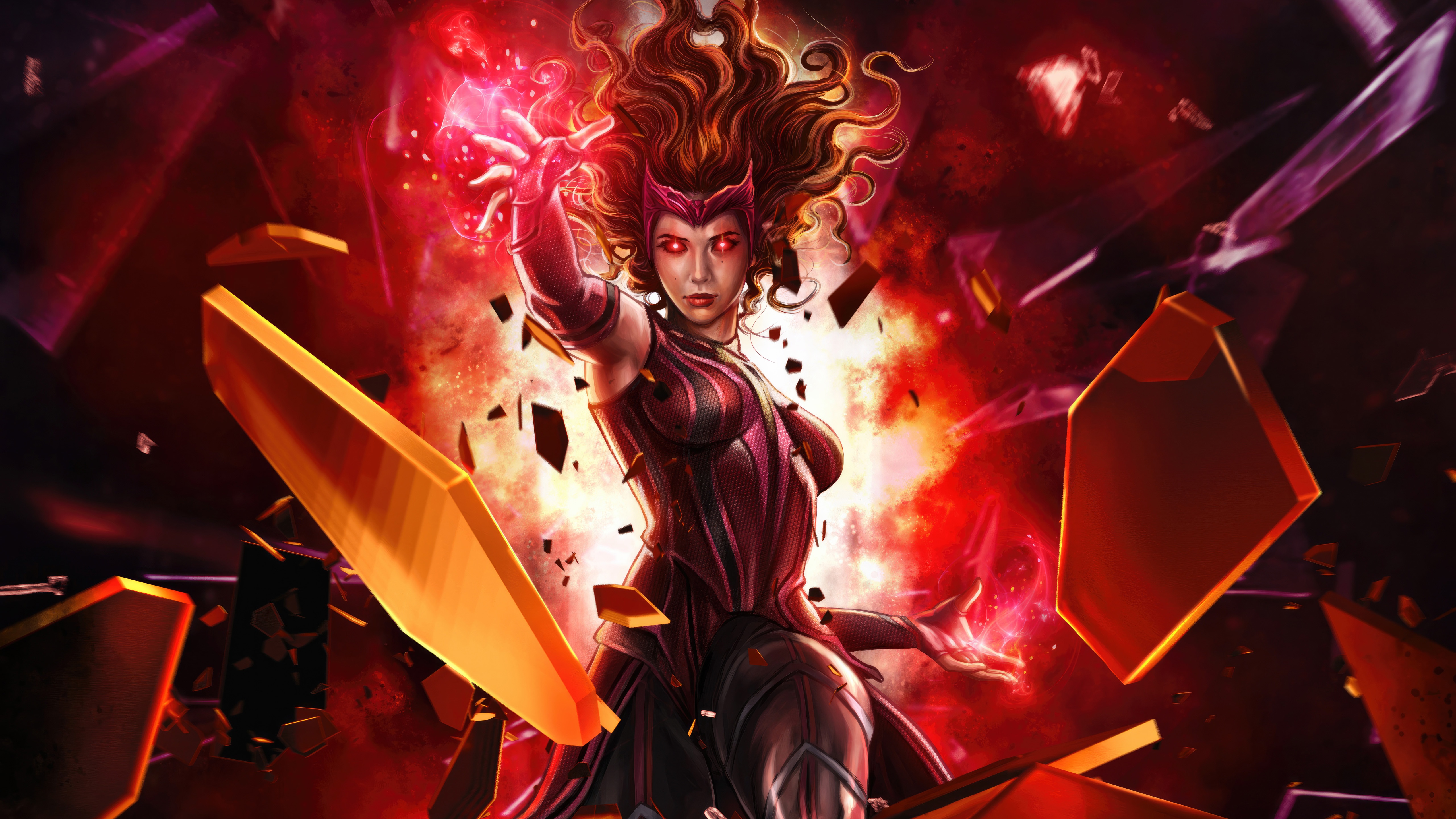 Scarlet Witch Unleashing Chaos Magic HD Wallpaper