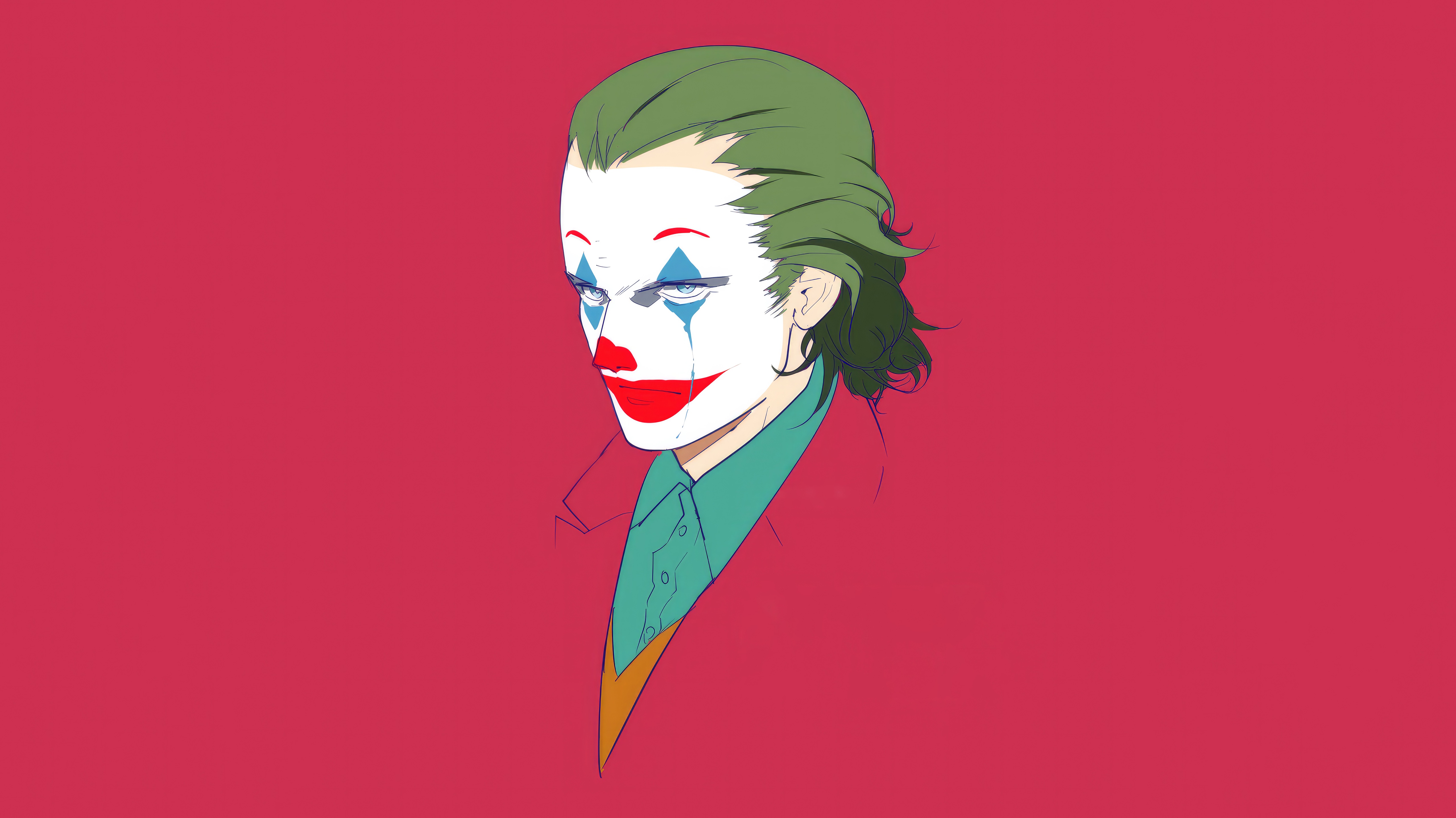 Joker in a red suit and green shirt HD Wallpaper