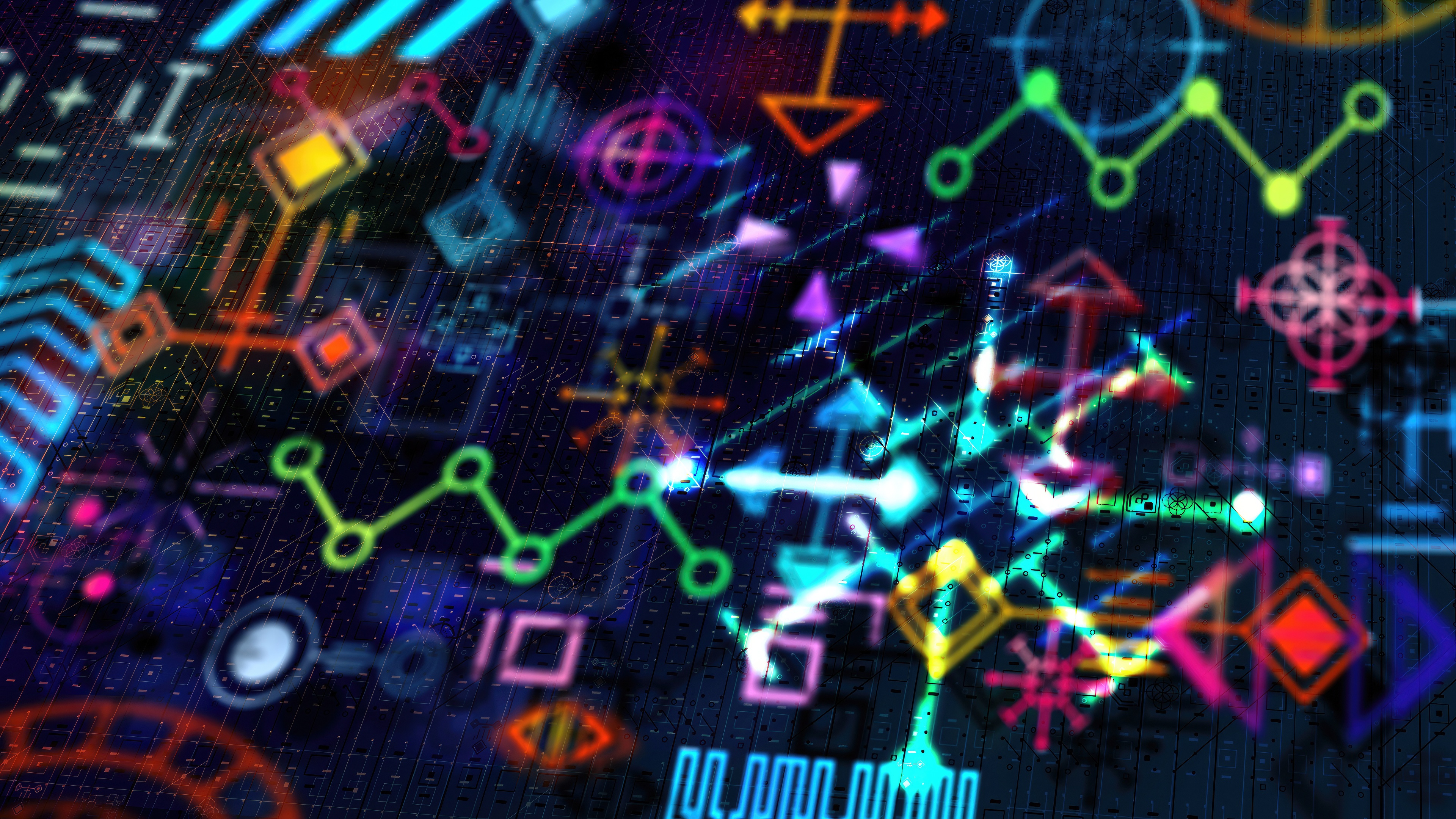 Abstract digital art with geometric shapes and lines HD Wallpaper