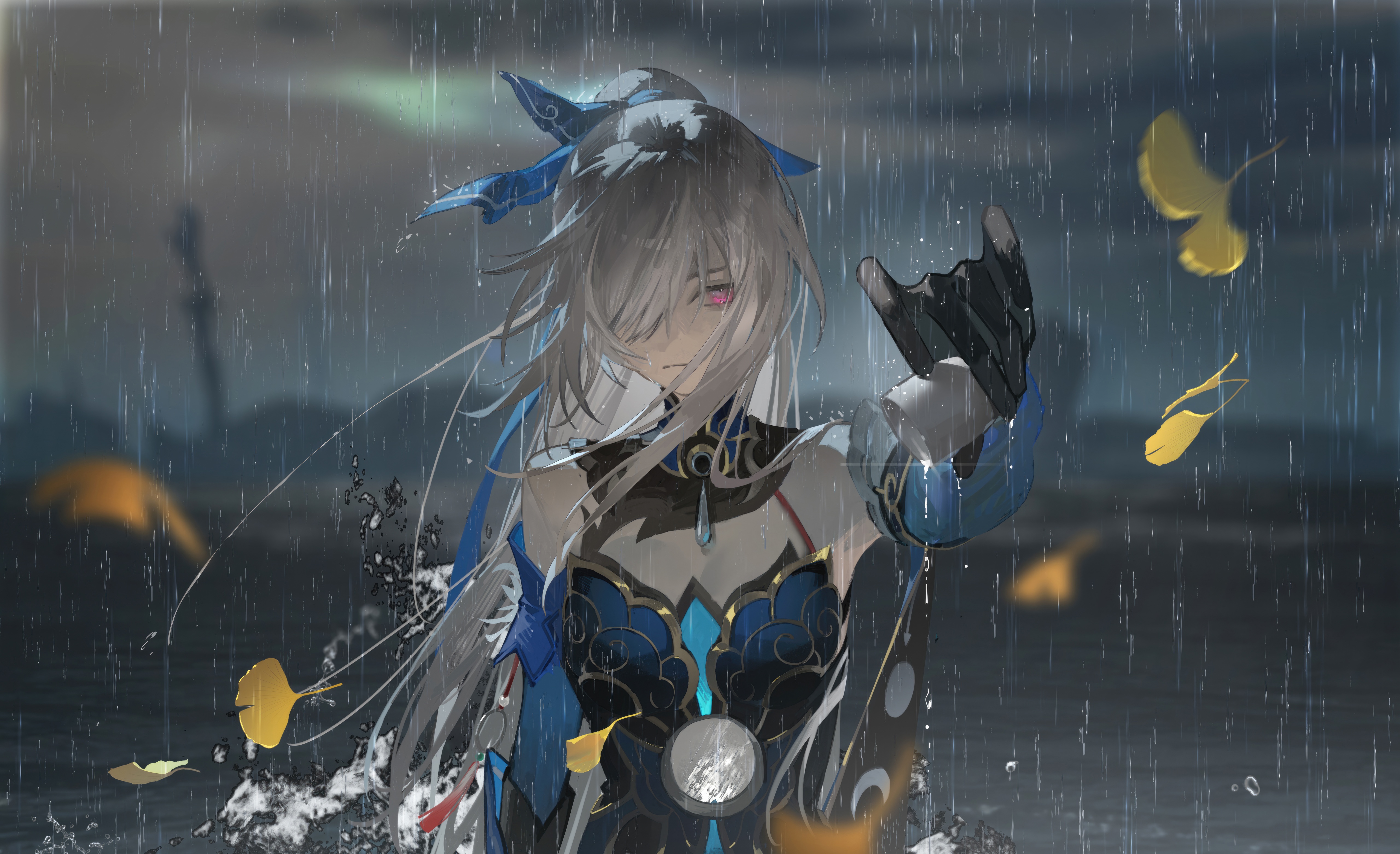 Jingliu in the rain from Honkai Star Rail HD Wallpaper