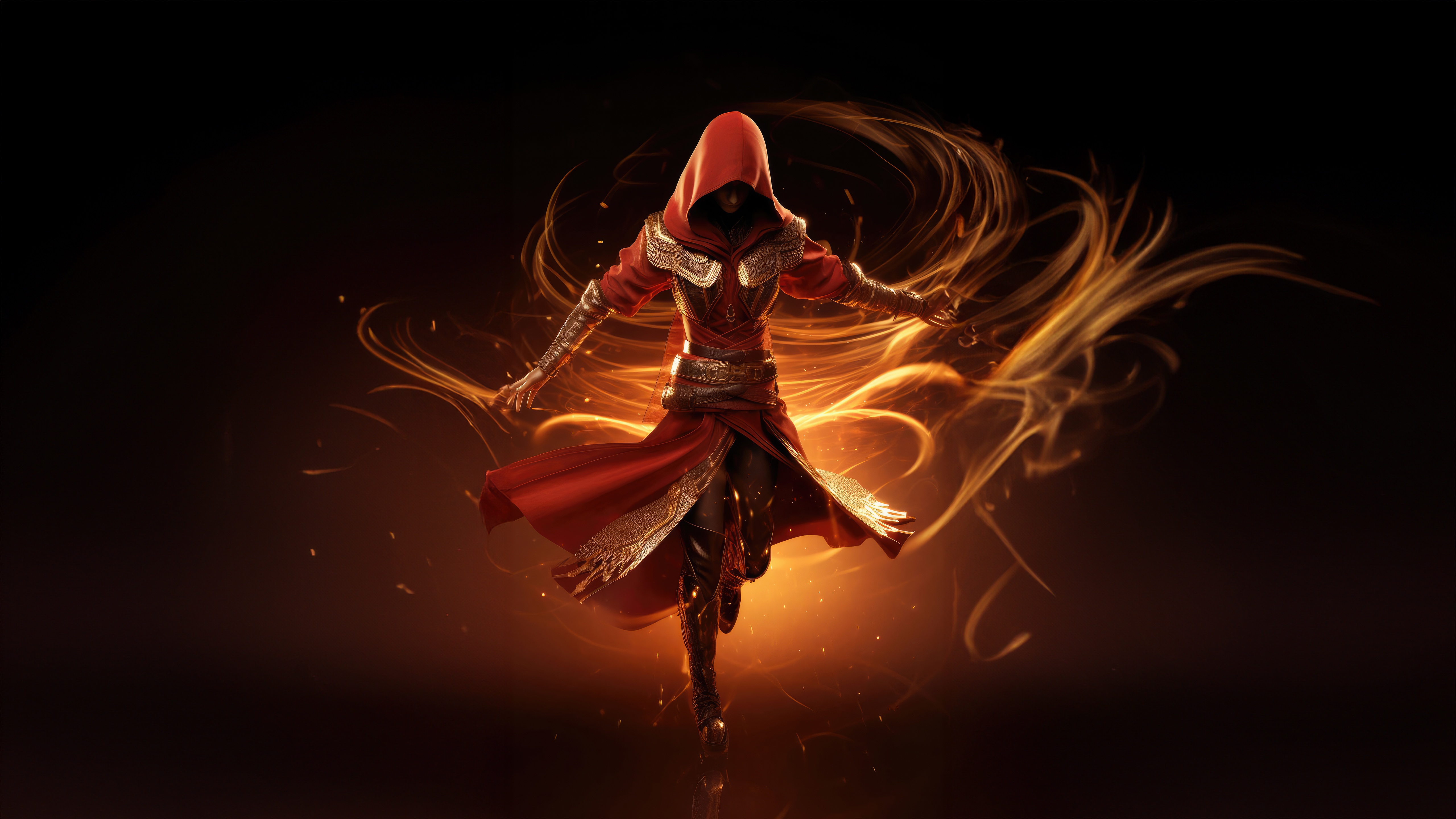Assassin Girl Ignites The Night With Flames HD Wallpaper