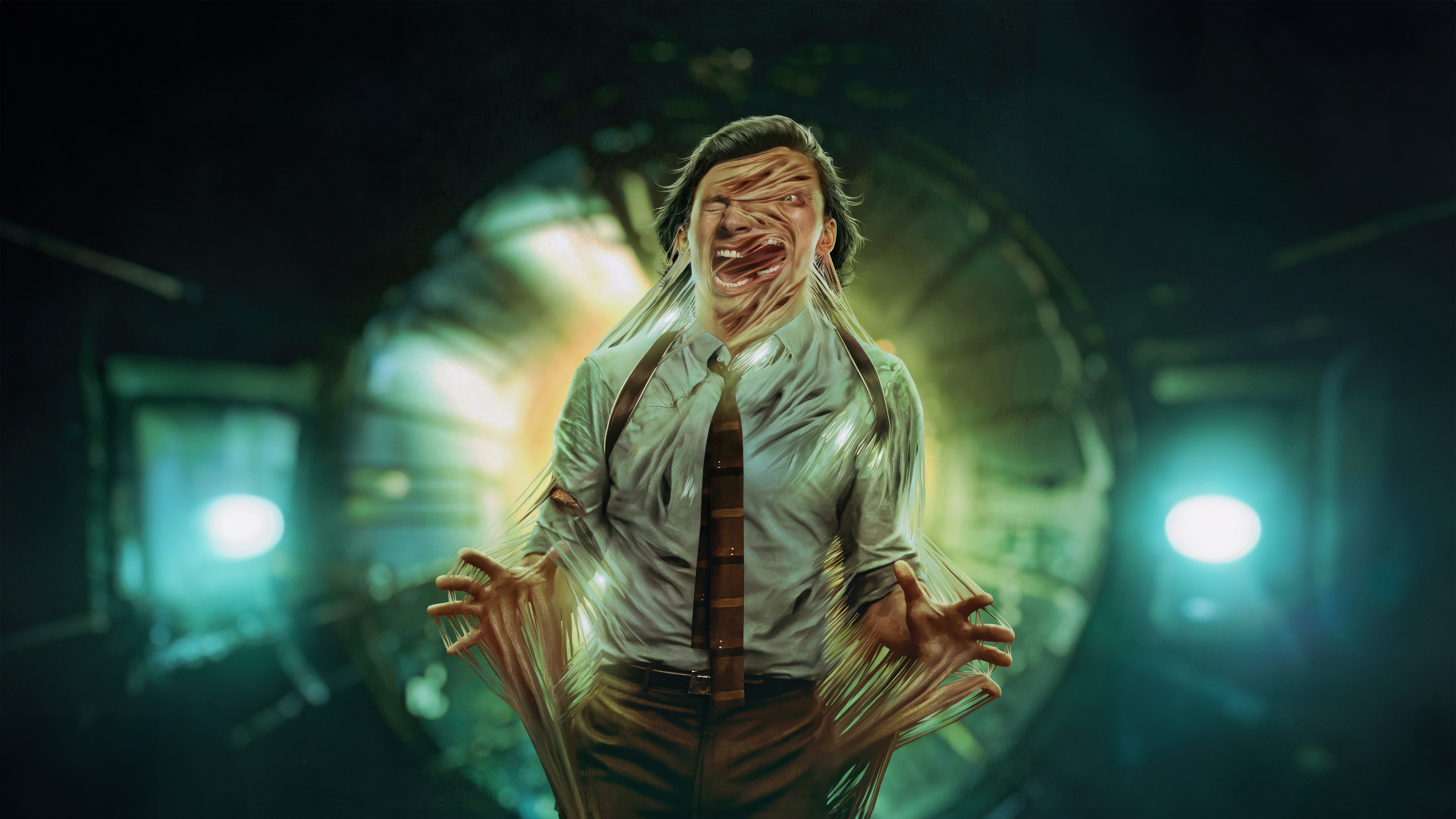 Loki's face is distorted and stretched HD Wallpaper