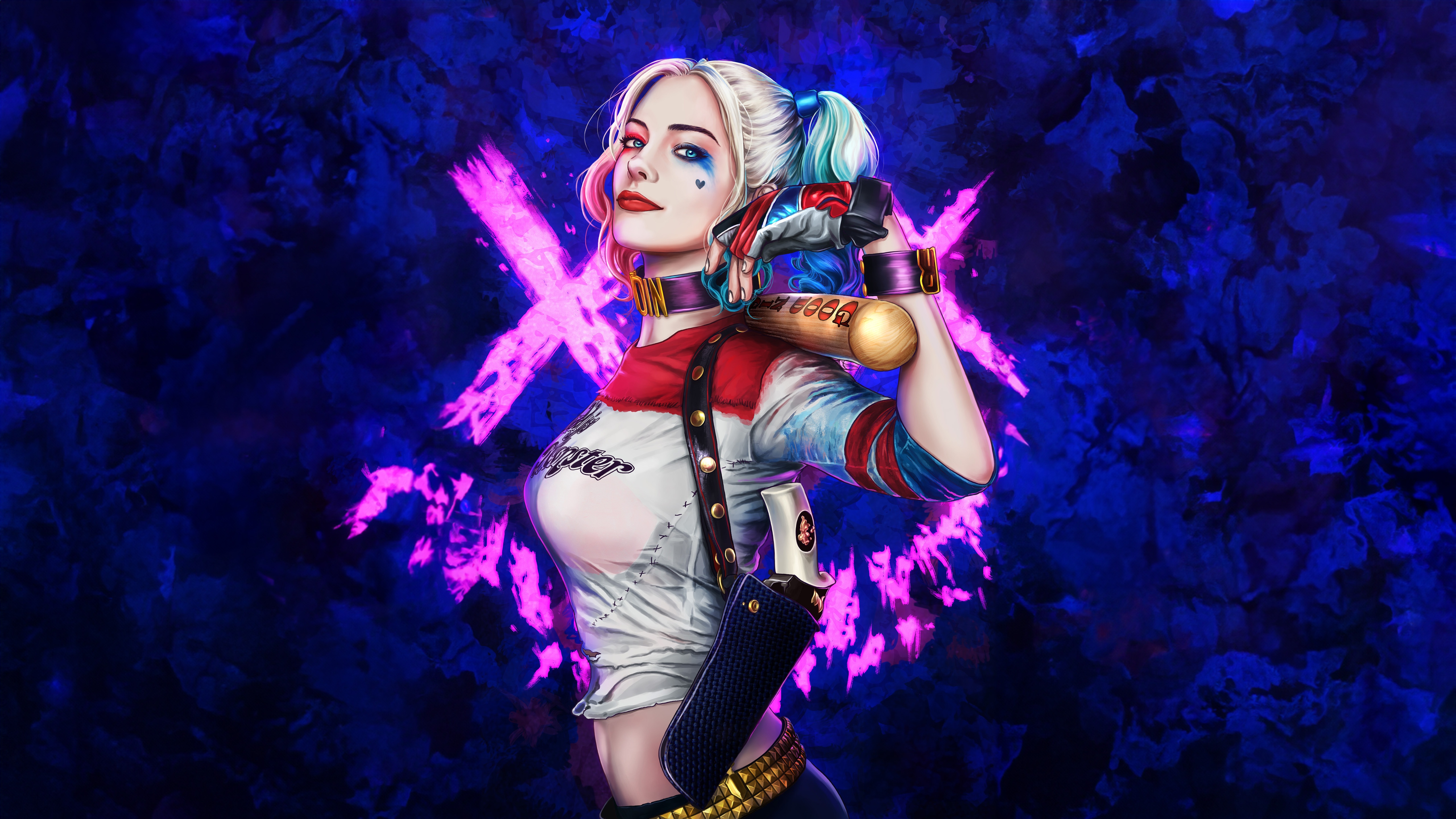 Harley Quinn with a baseball bat HD Wallpaper