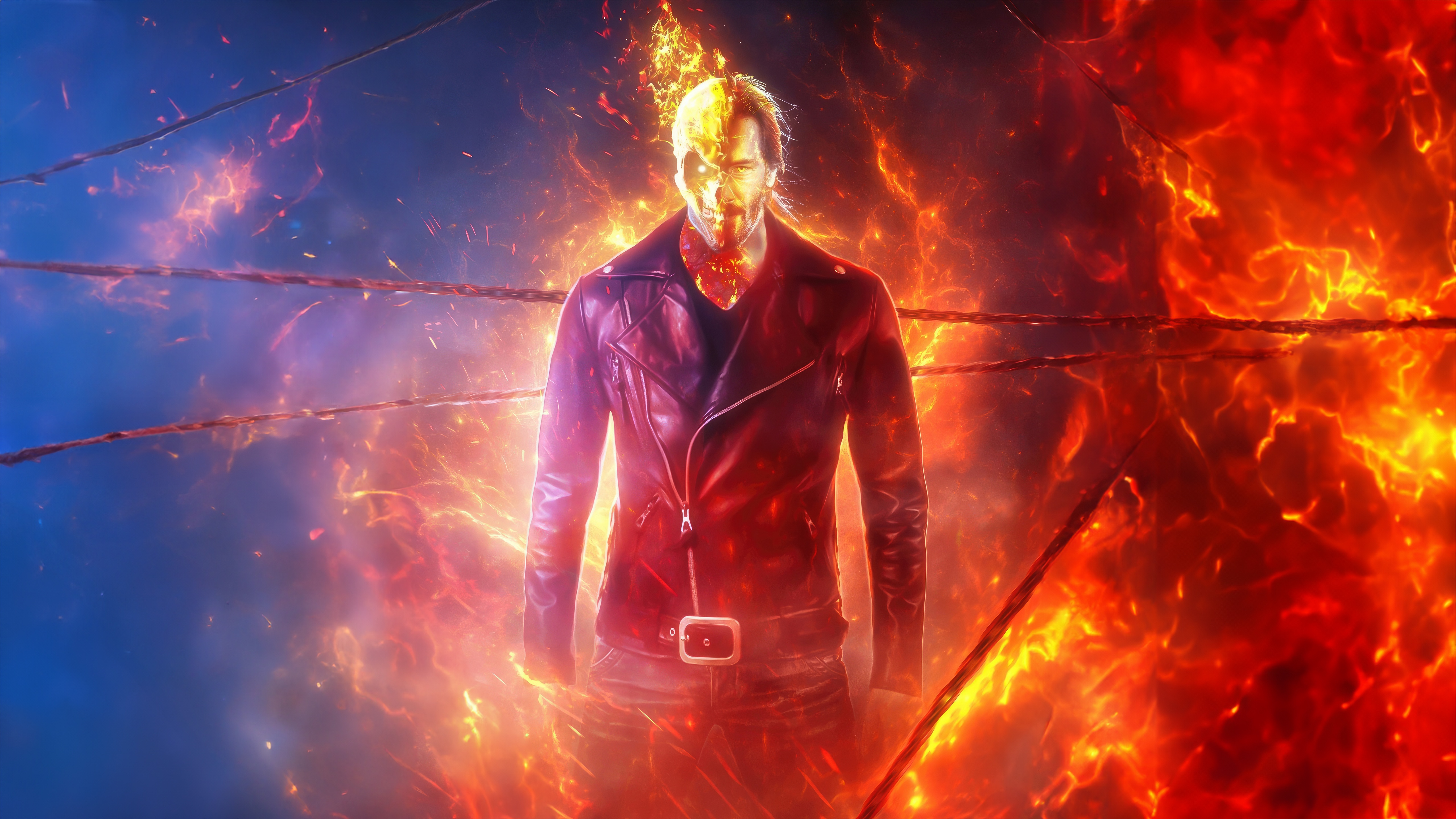 Johnny Blaze as Ghost Rider engulfed in flames HD Wallpaper