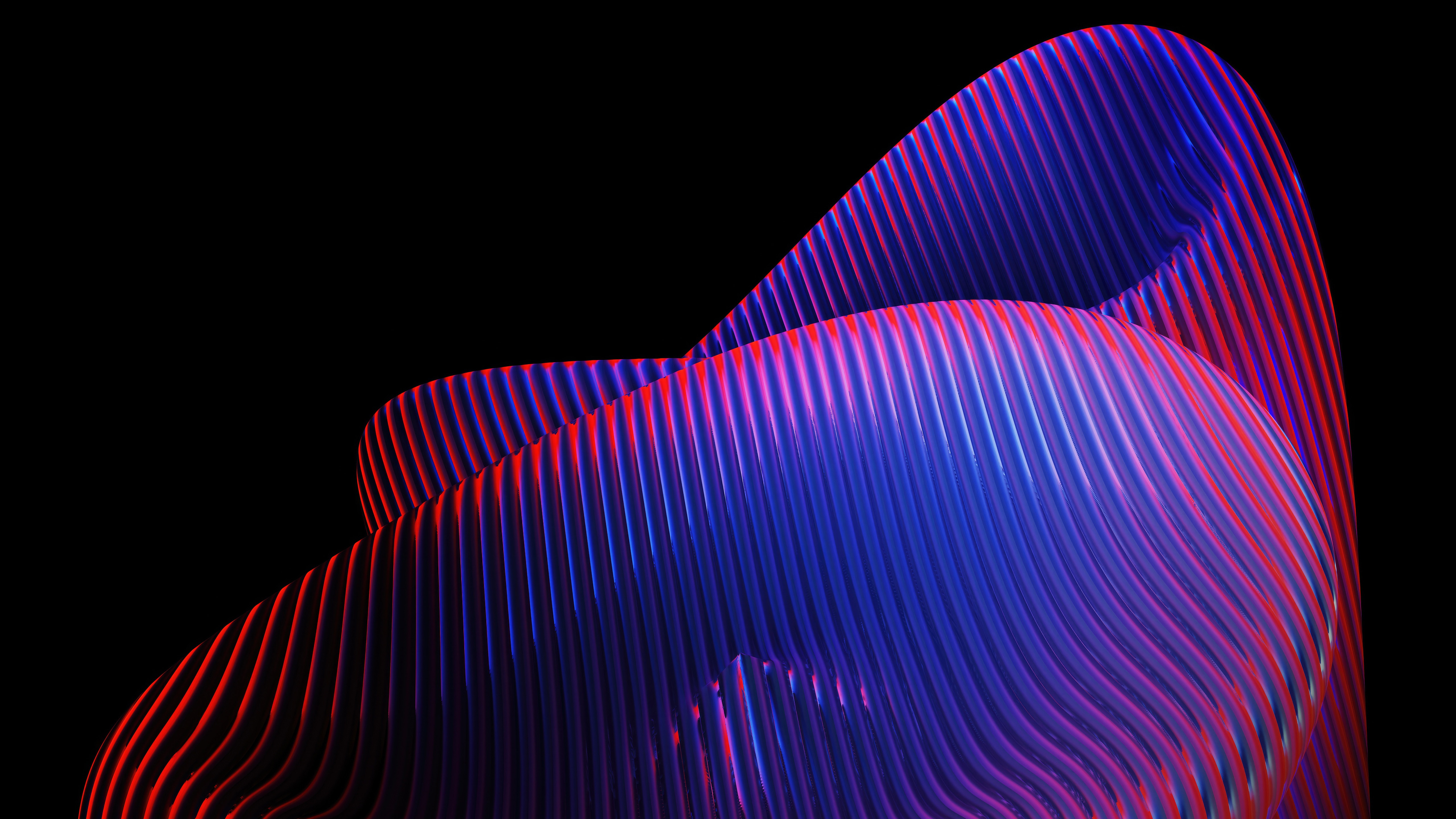 Abstract 3D Shapes with Red and Blue Lighting HD Wallpaper