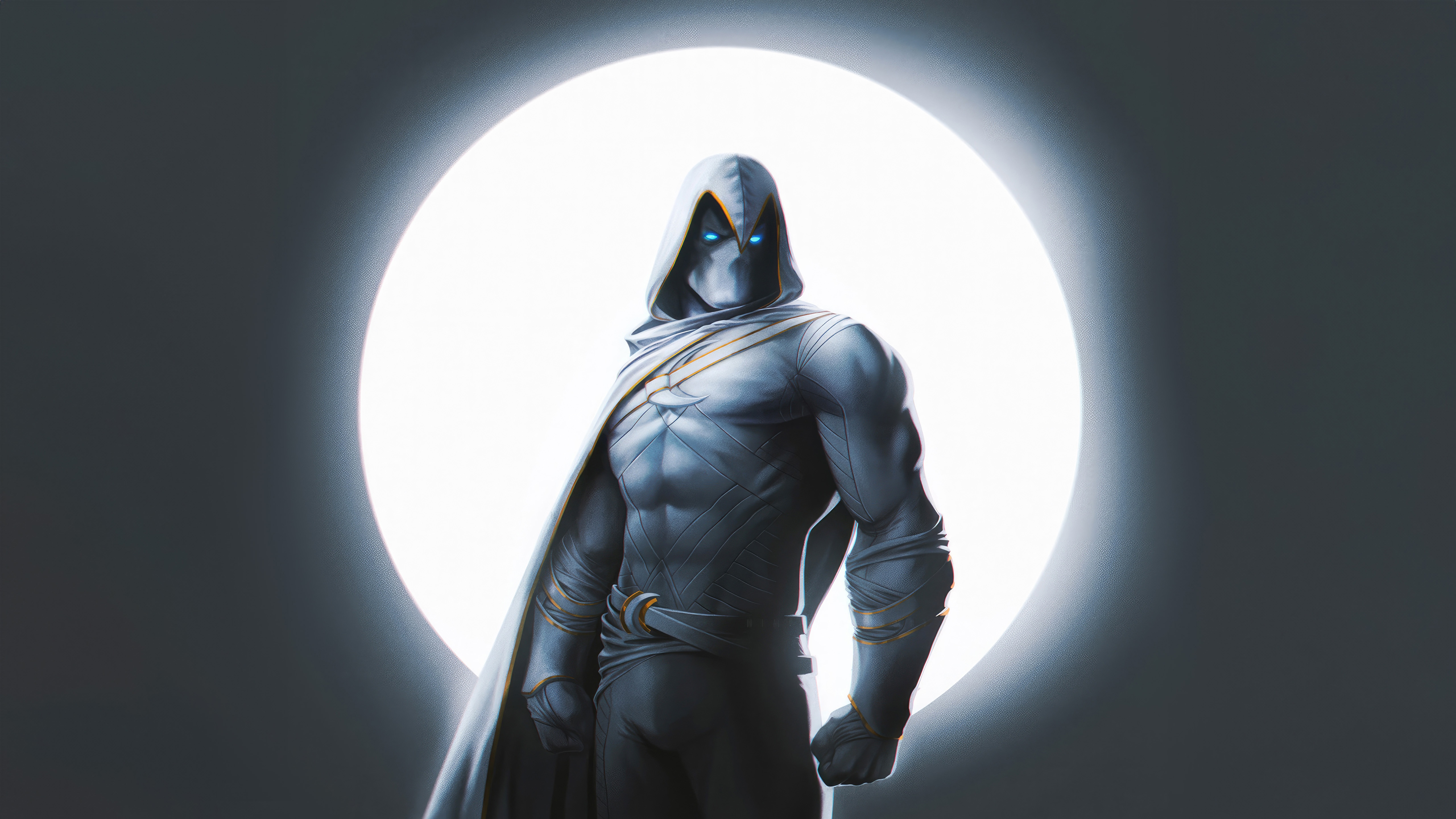 Moon Knight in front of a large moon HD Wallpaper