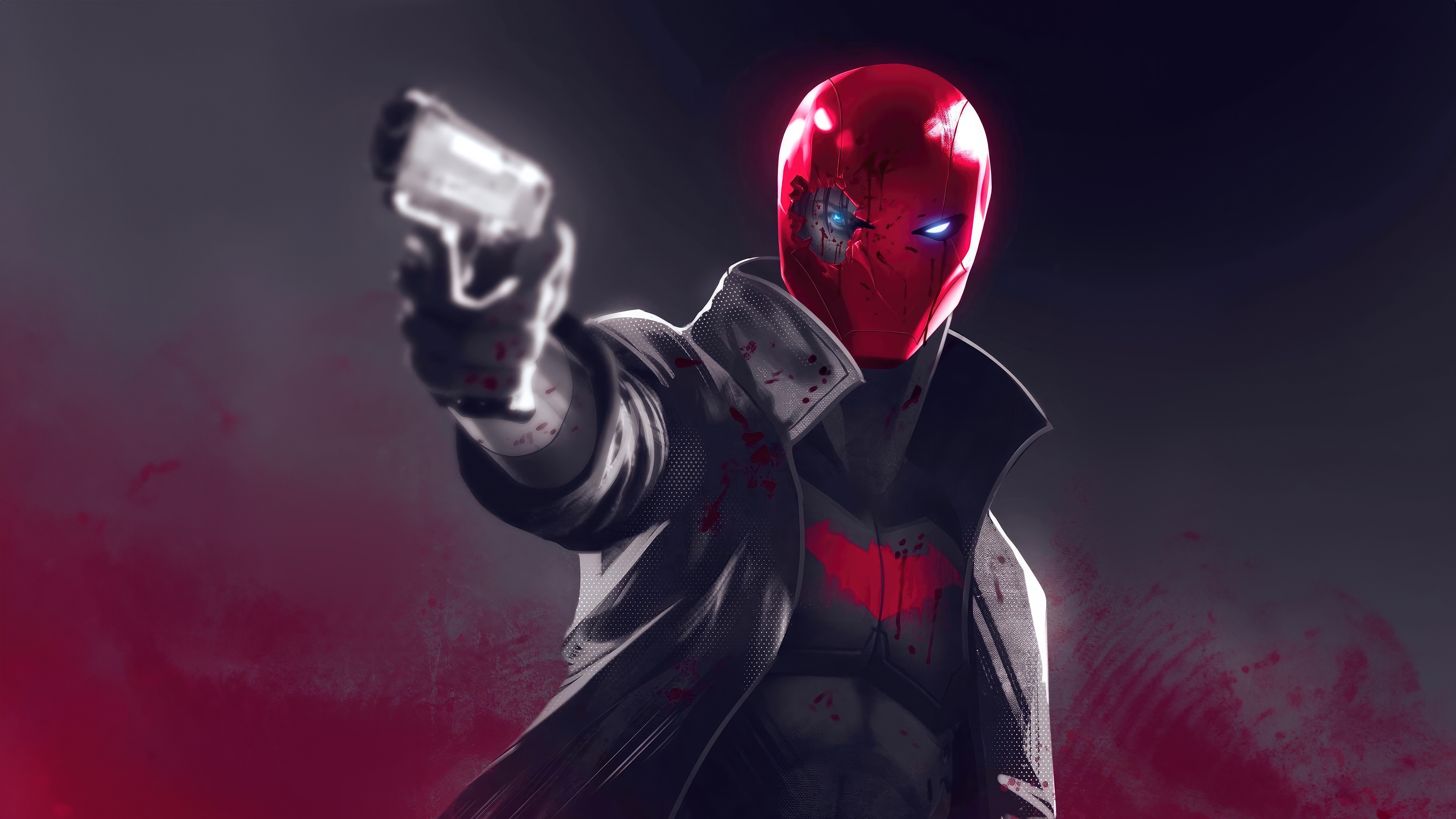 Red Hood Holding a Gun HD Wallpaper