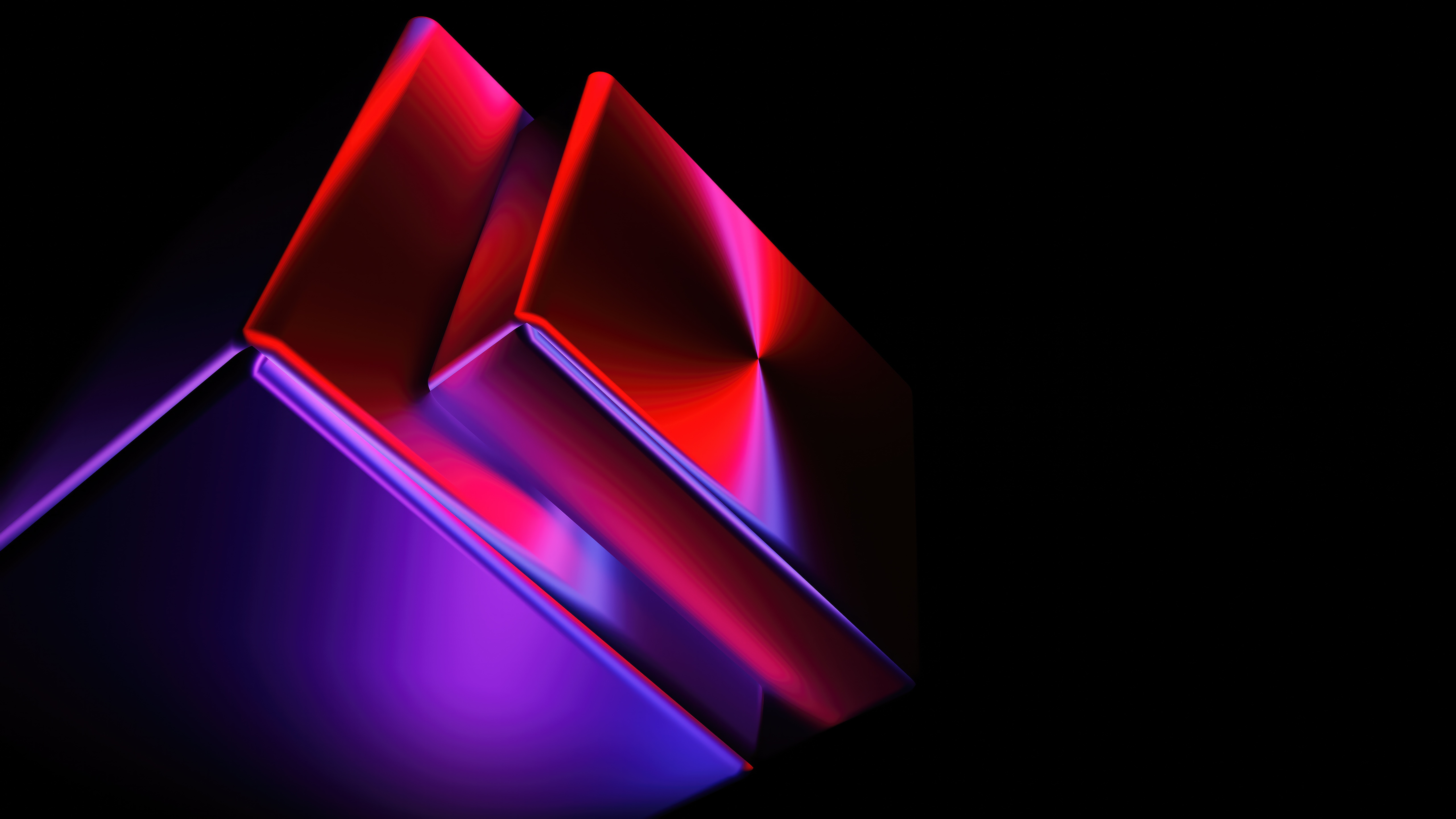 Abstract 3D Cubes with Red and Purple Lighting HD Wallpaper
