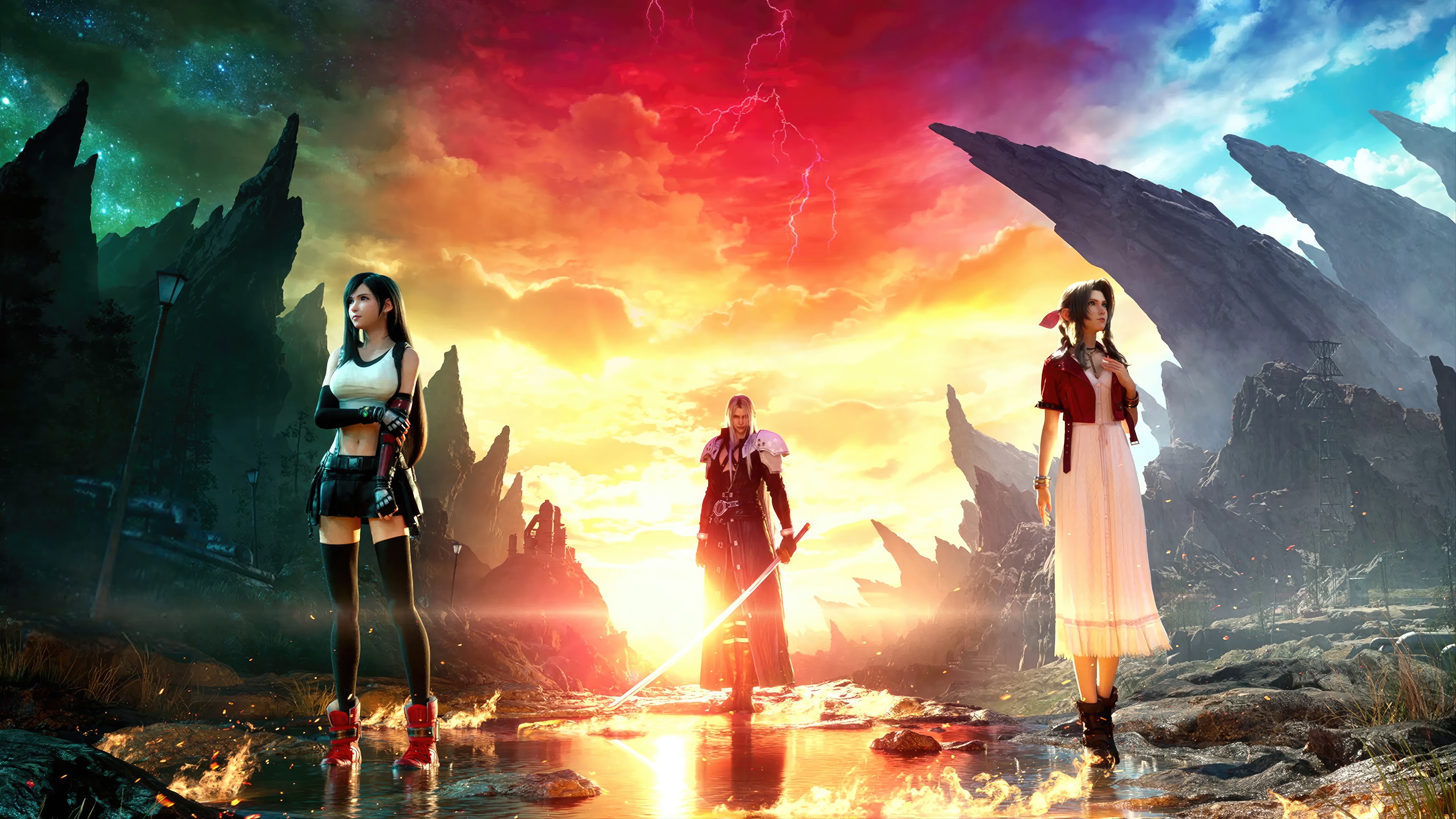 Final Fantasy VII Rebirth Cloud Tifa Aerith HD Wallpaper