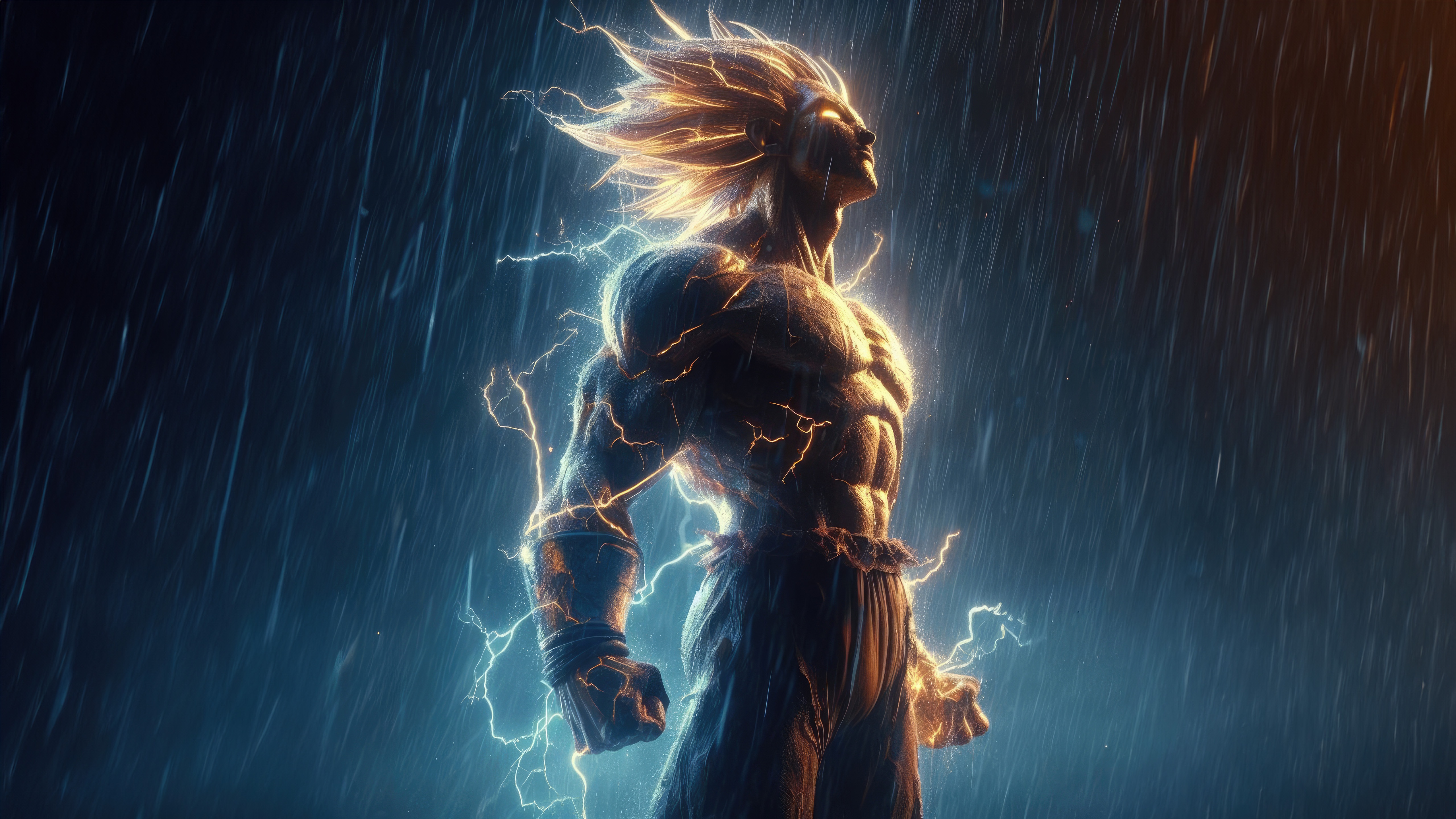 Goku in Super Saiyan form with lightning HD Wallpaper