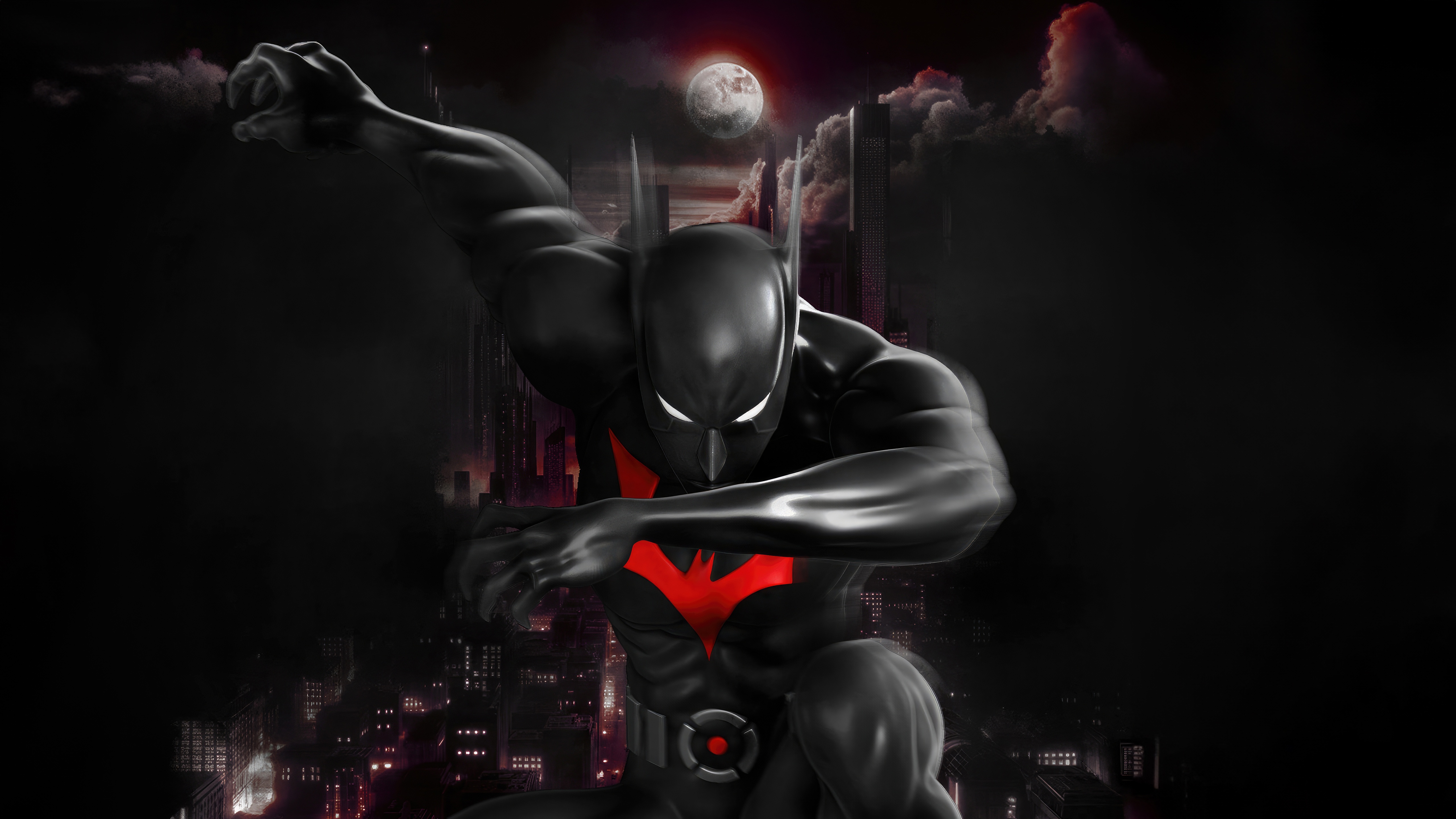 Batman Beyond in a dark city at night HD Wallpaper