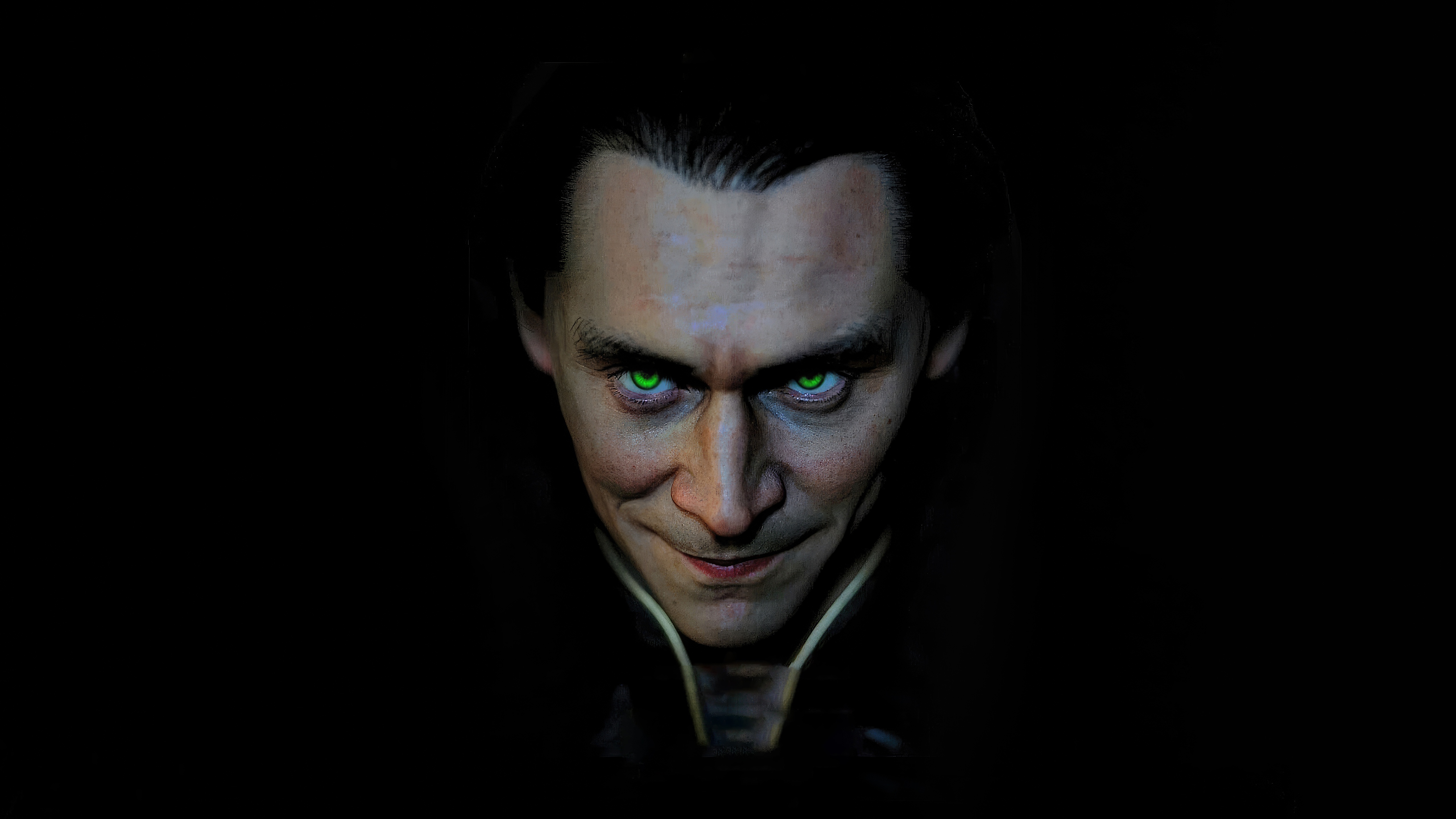 Evil Loki with glowing green eyes HD Wallpaper