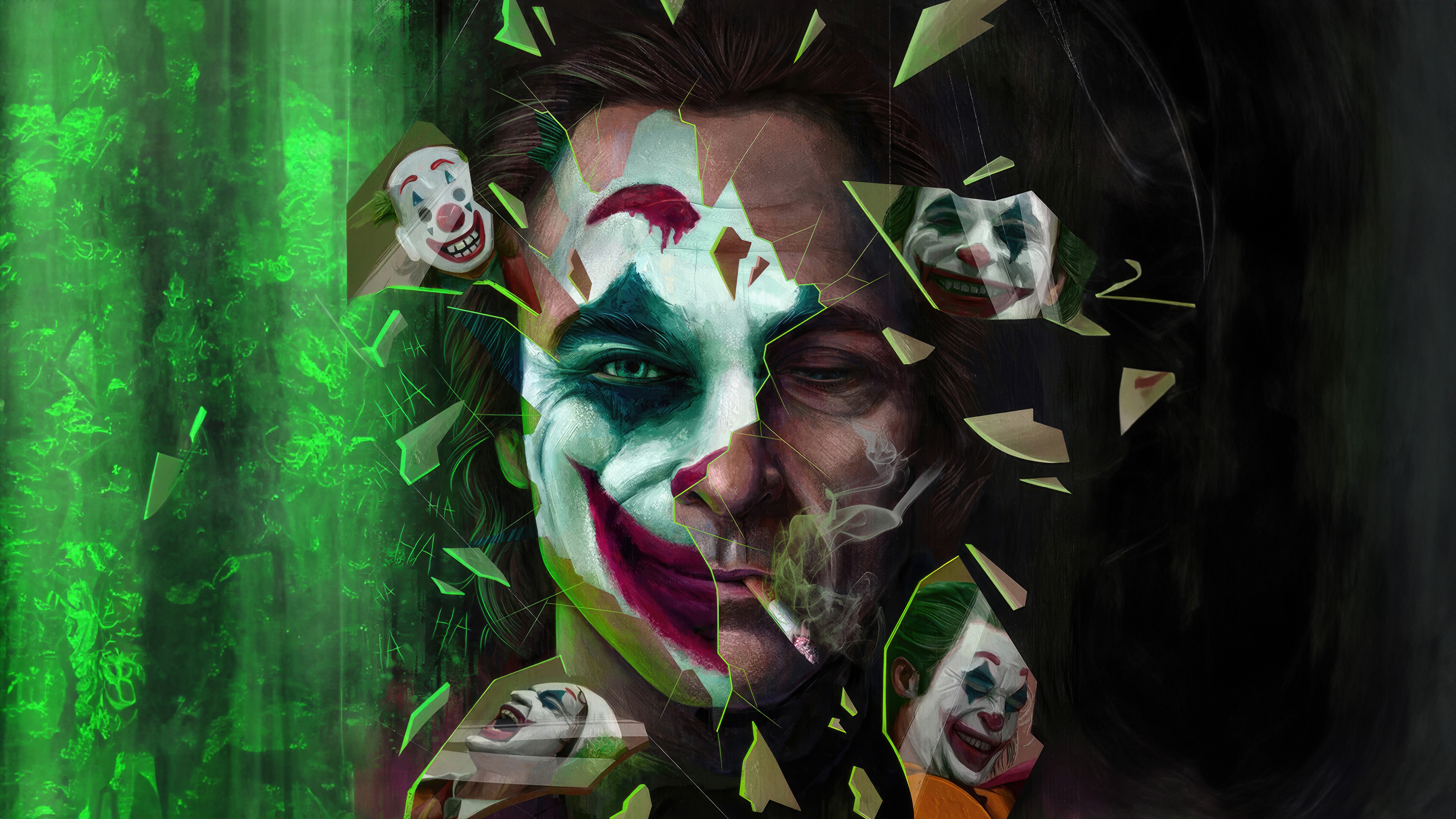 Joker's Shattered Face Artwork HD Wallpaper