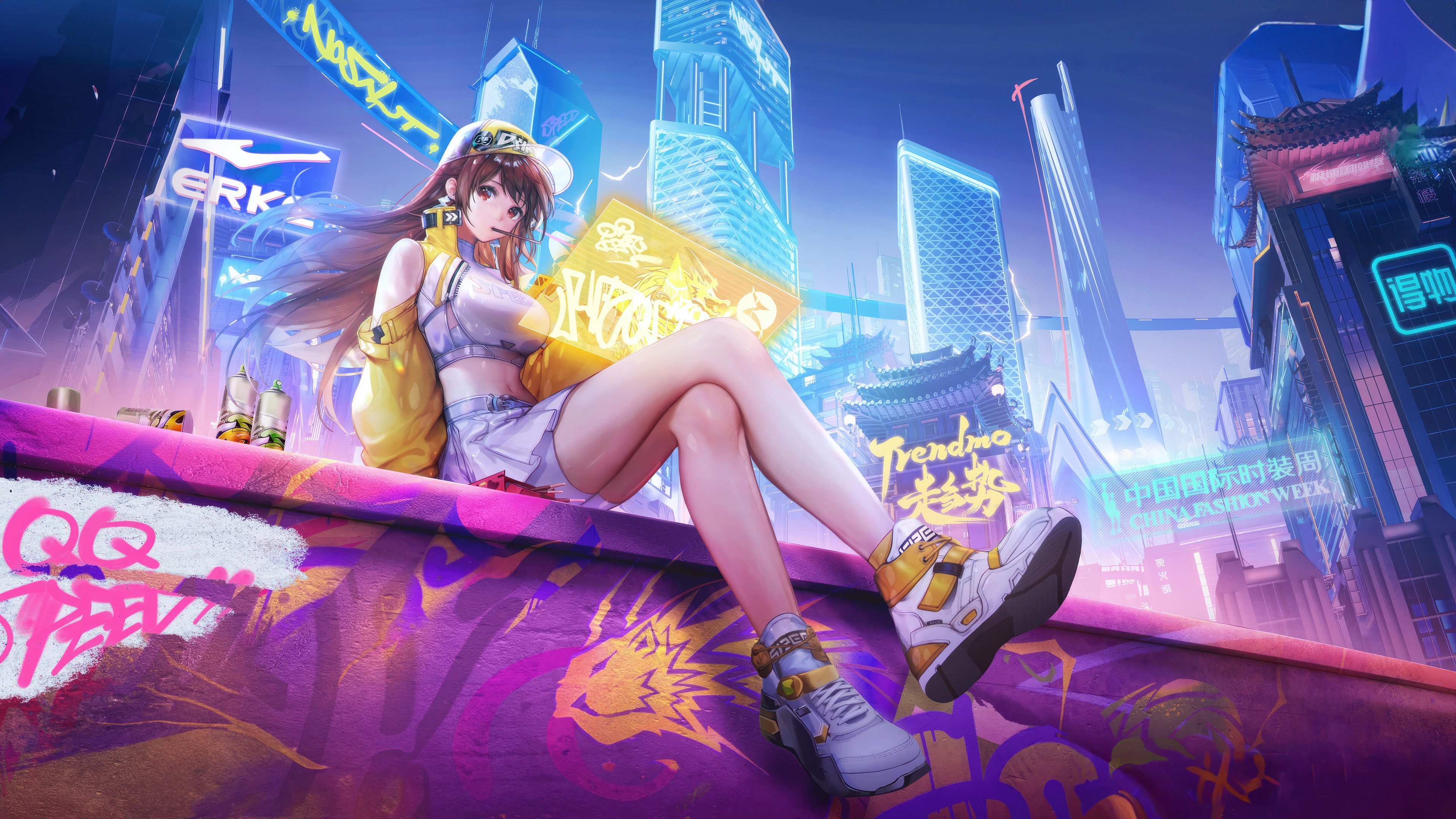 Garena Speed Drifters Anime Girl in Futuristic City HD Wallpaper