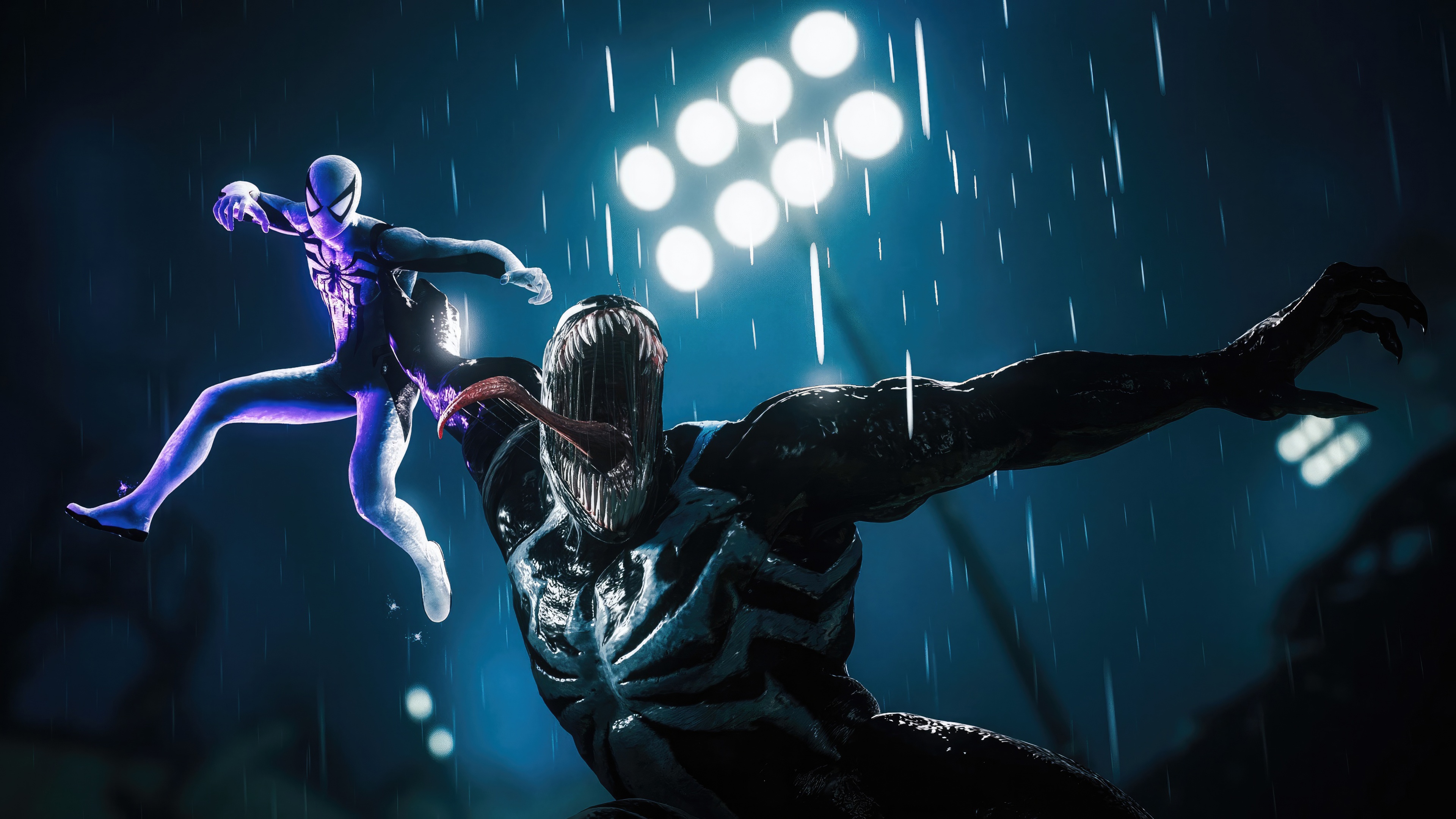 Spider-Man and Venom in a confrontation HD Wallpaper