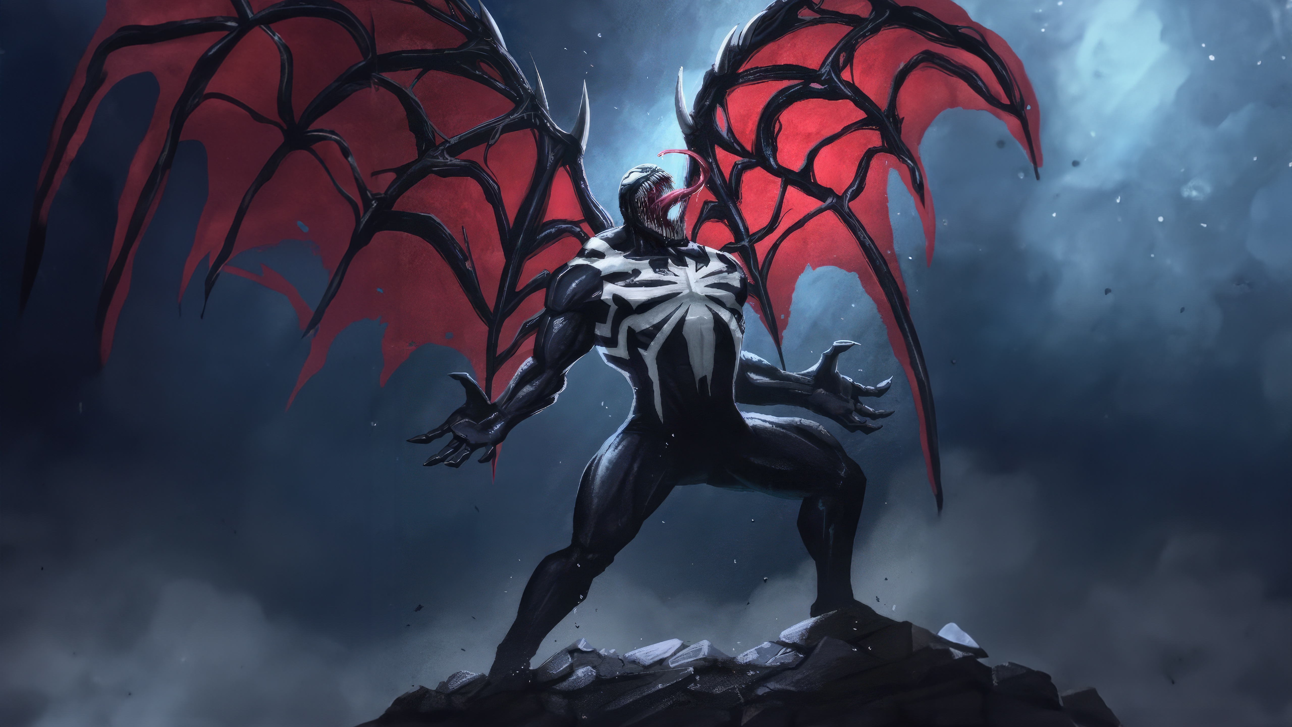 Venom with red wings in Marvel's Spider-Man 2 HD Wallpaper