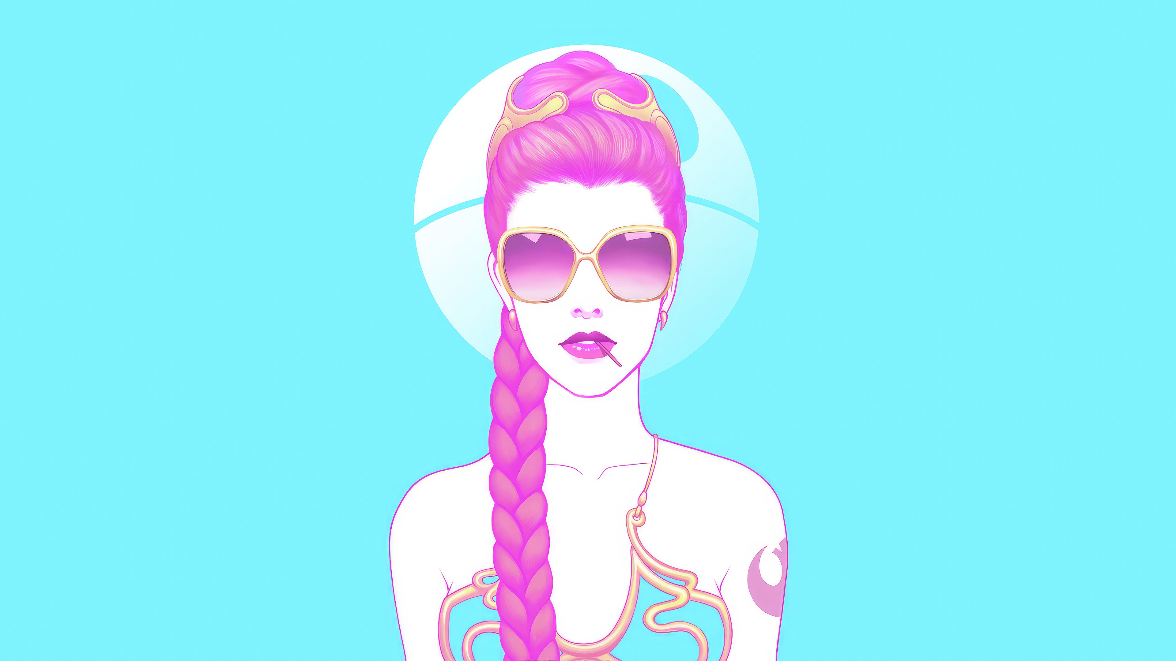 Princess Leia with Pink Hair and Sunglasses HD Wallpaper