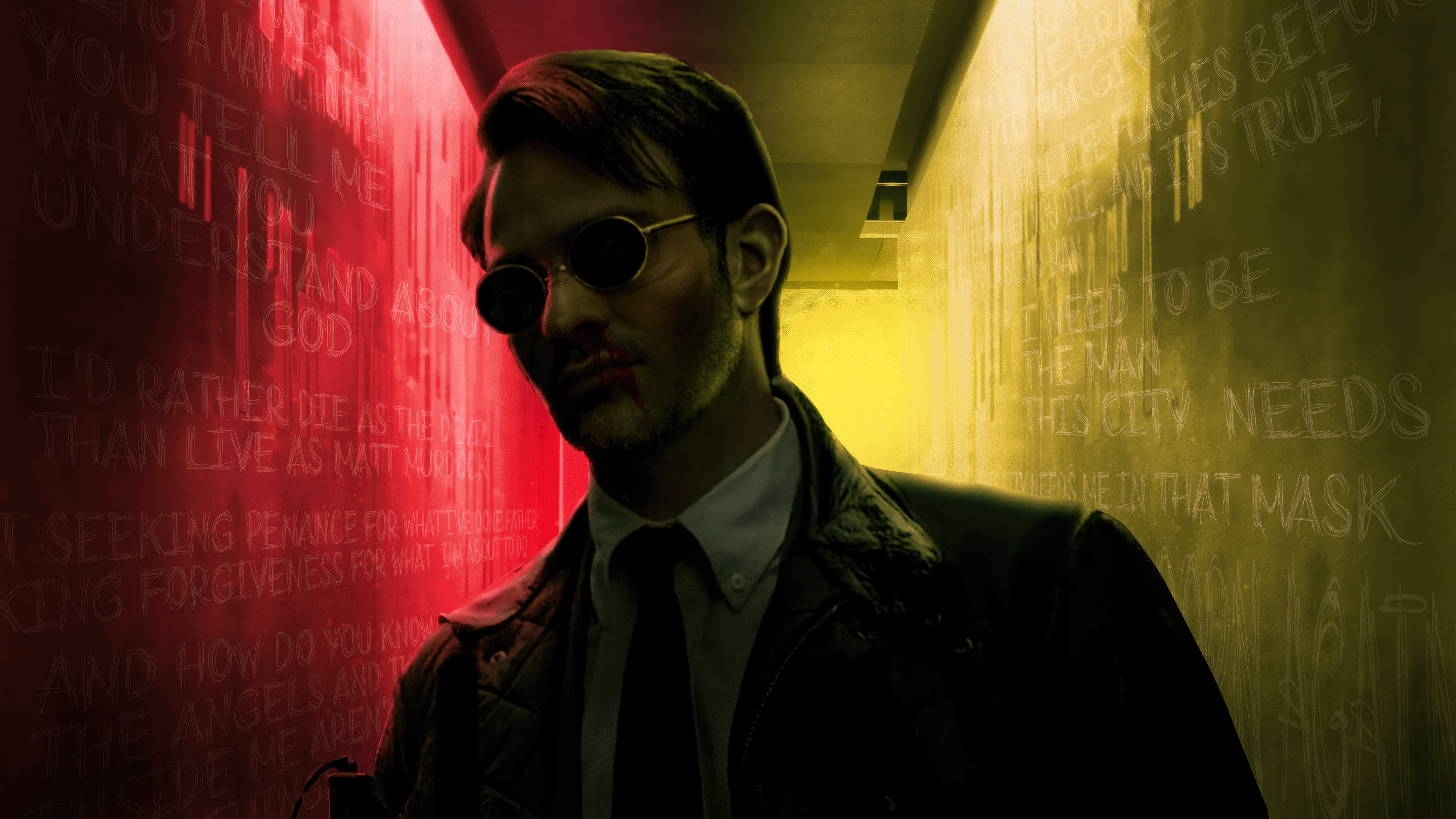Daredevil in a dark hallway HD Wallpaper