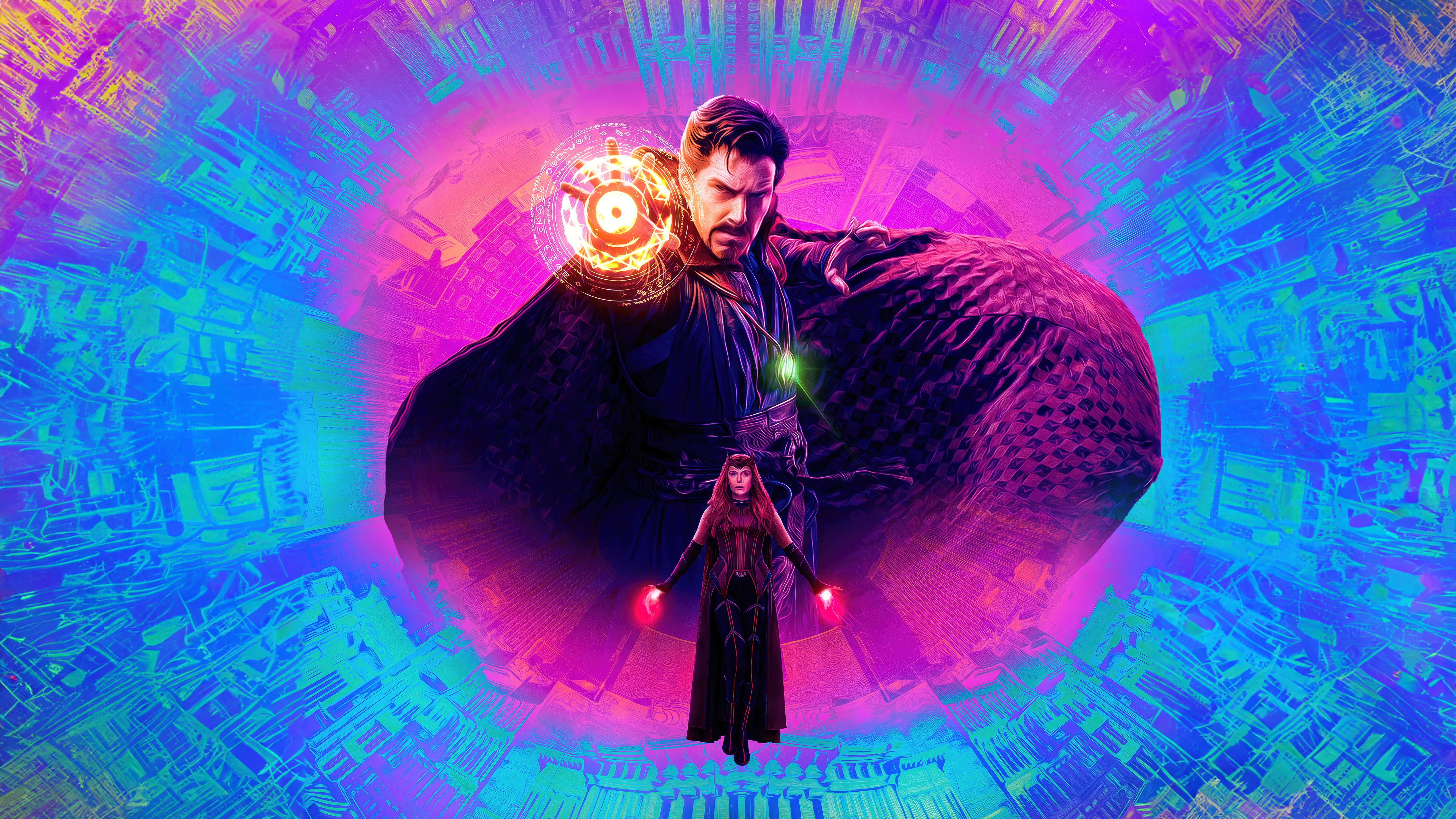 Doctor Strange and Scarlet Witch Multiverse of Madness HD Wallpaper