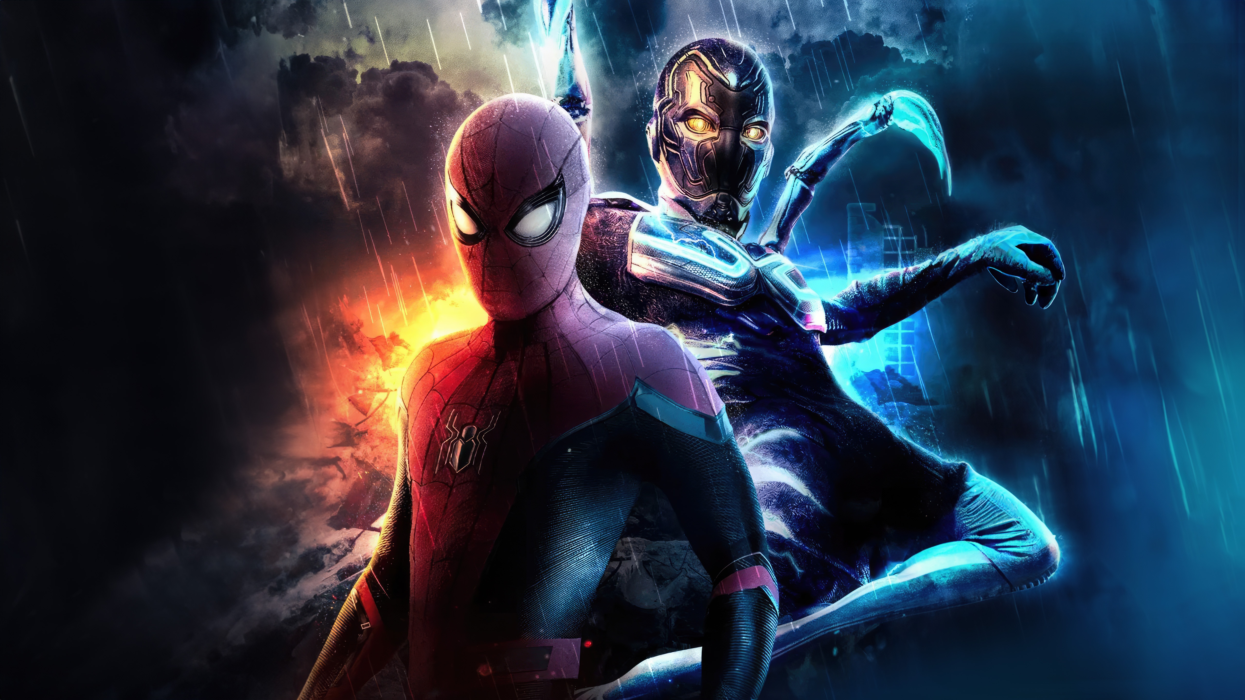 Spider-Man and Blue Beetle Team Up HD Wallpaper