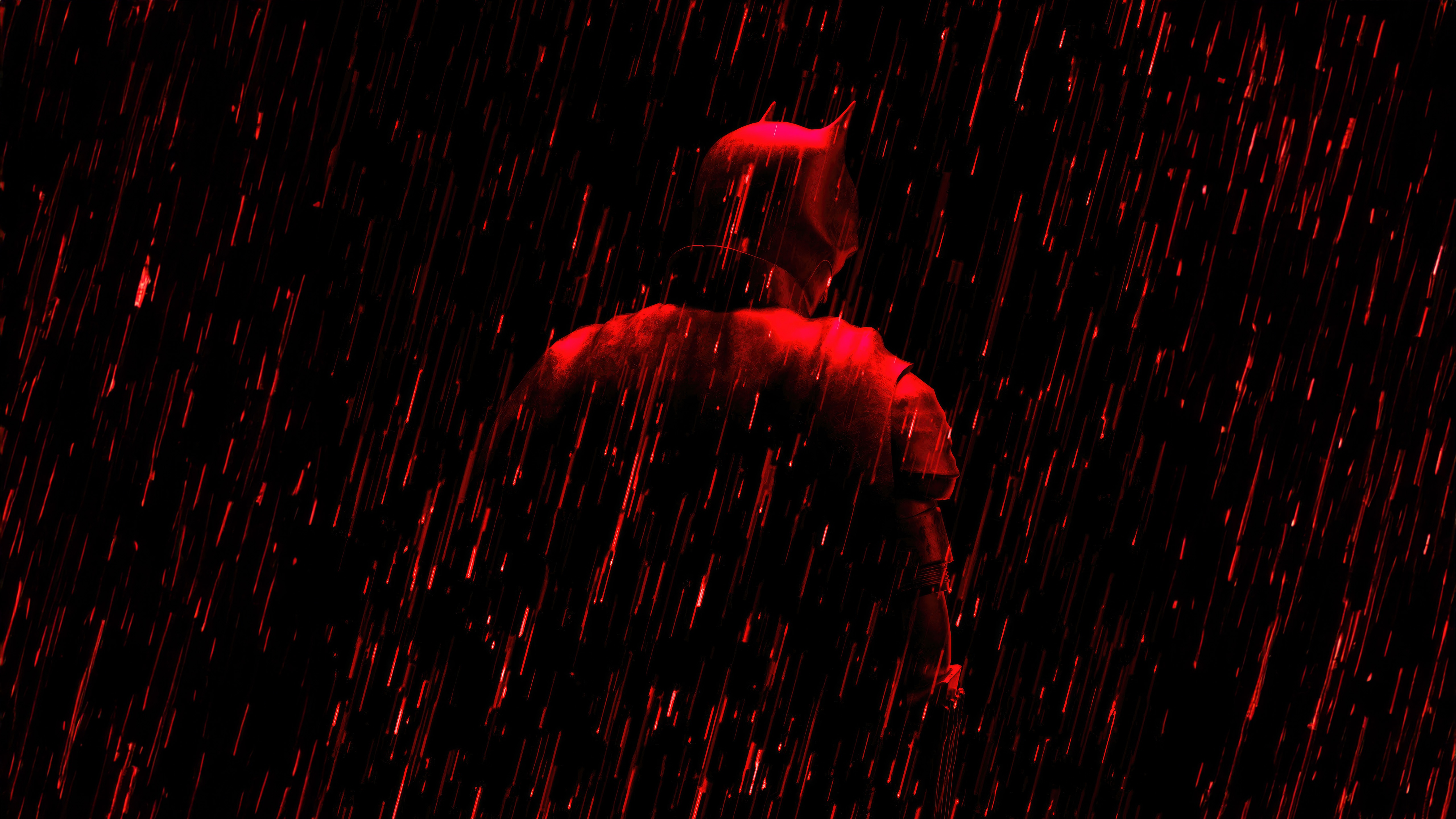 The Batman in Red Alert Rain HD Wallpaper
