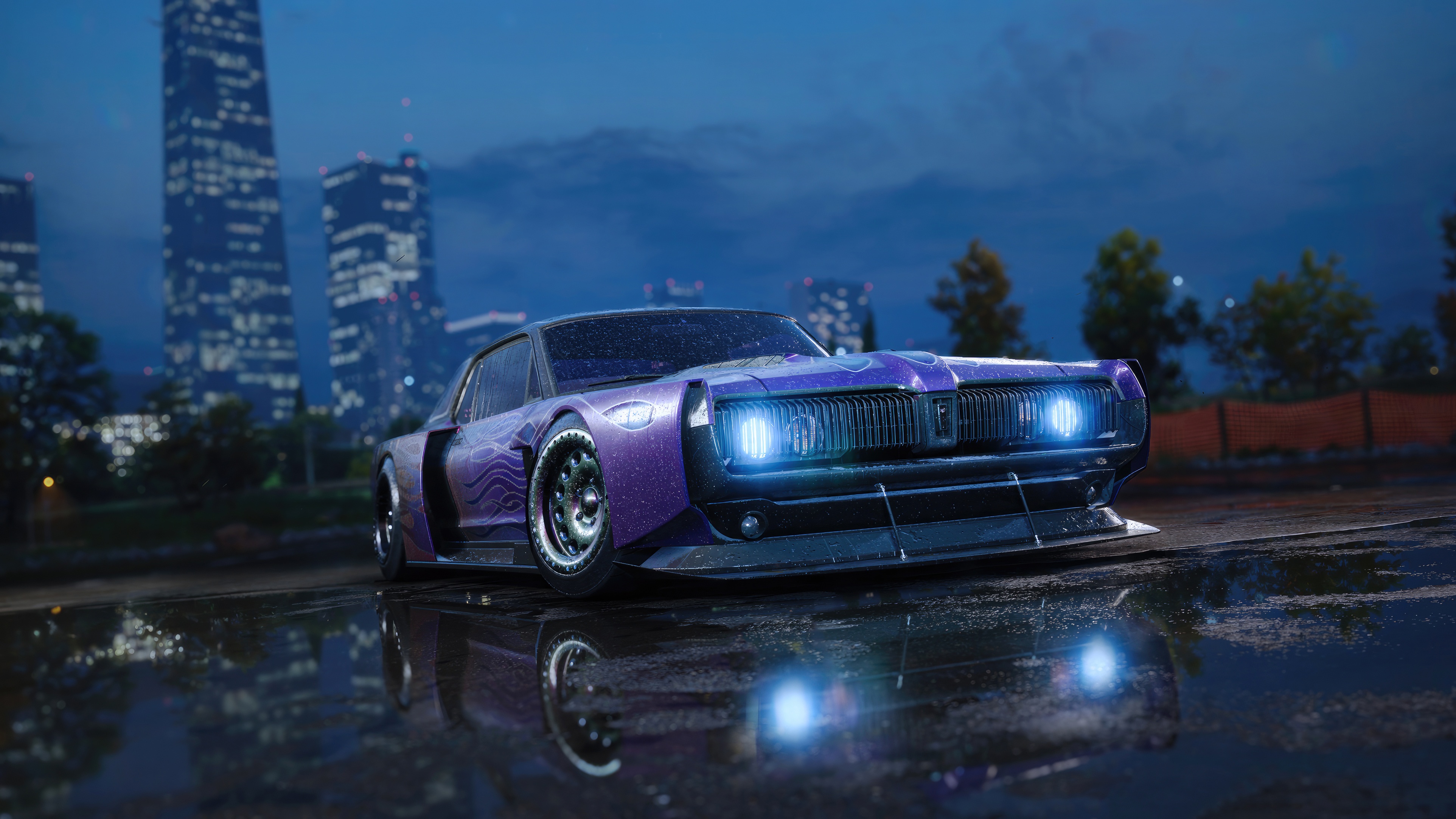 Need For Speed Unbound Custom Purple Car at Night HD Wallpaper