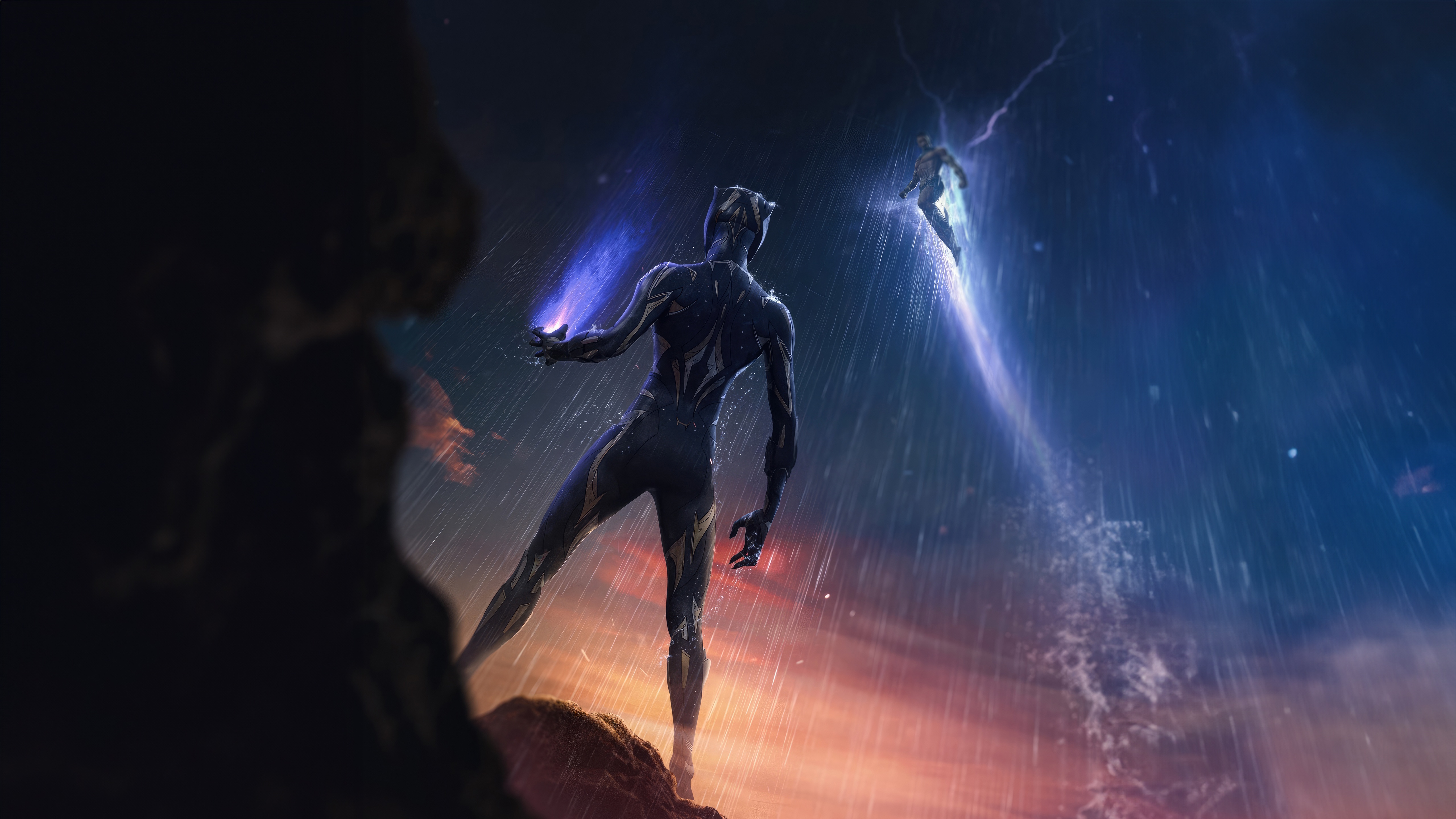 Black Panther and Shuri in a Storm HD Wallpaper