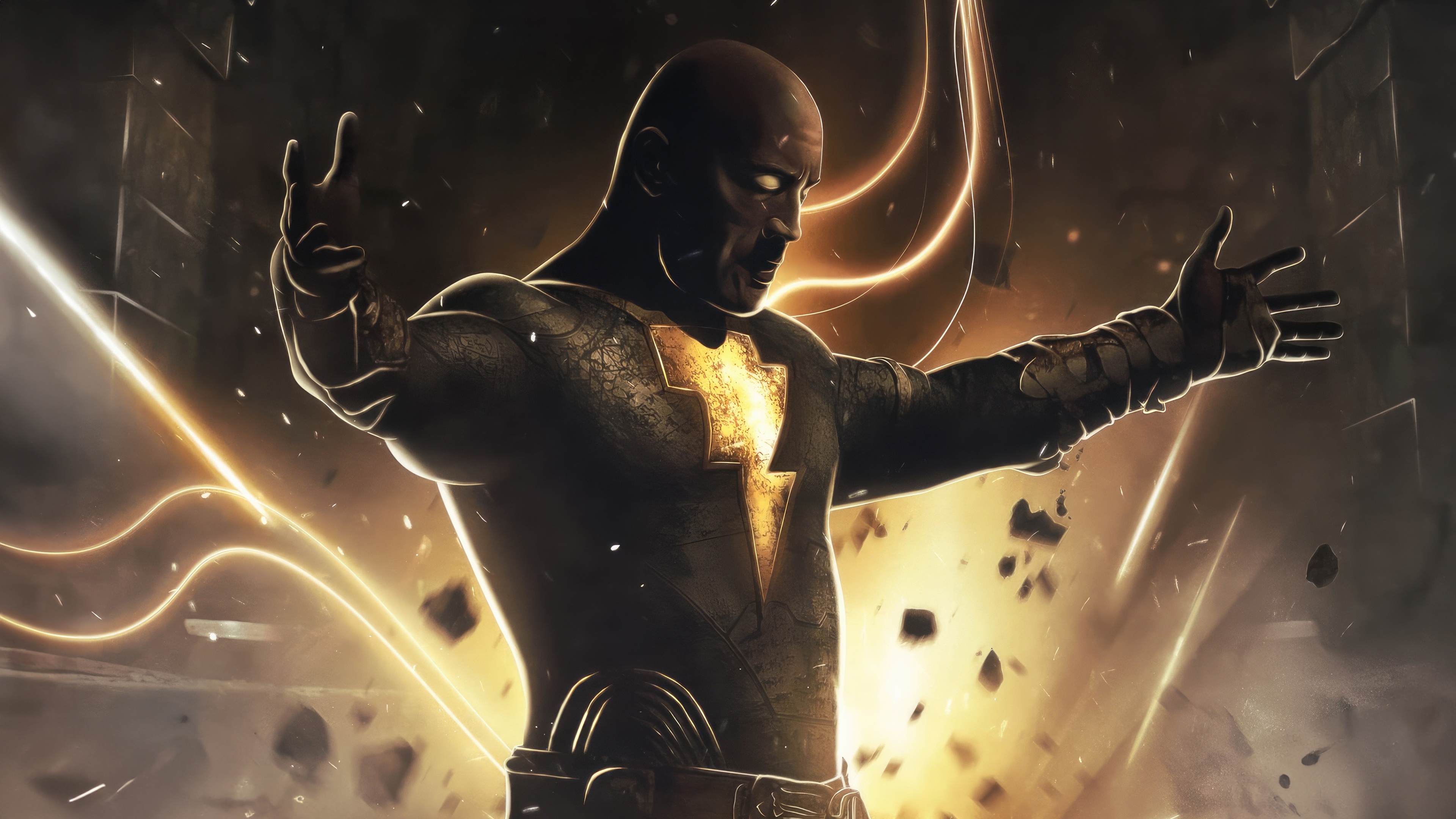 Black Adam with Lightning Powers HD Wallpaper