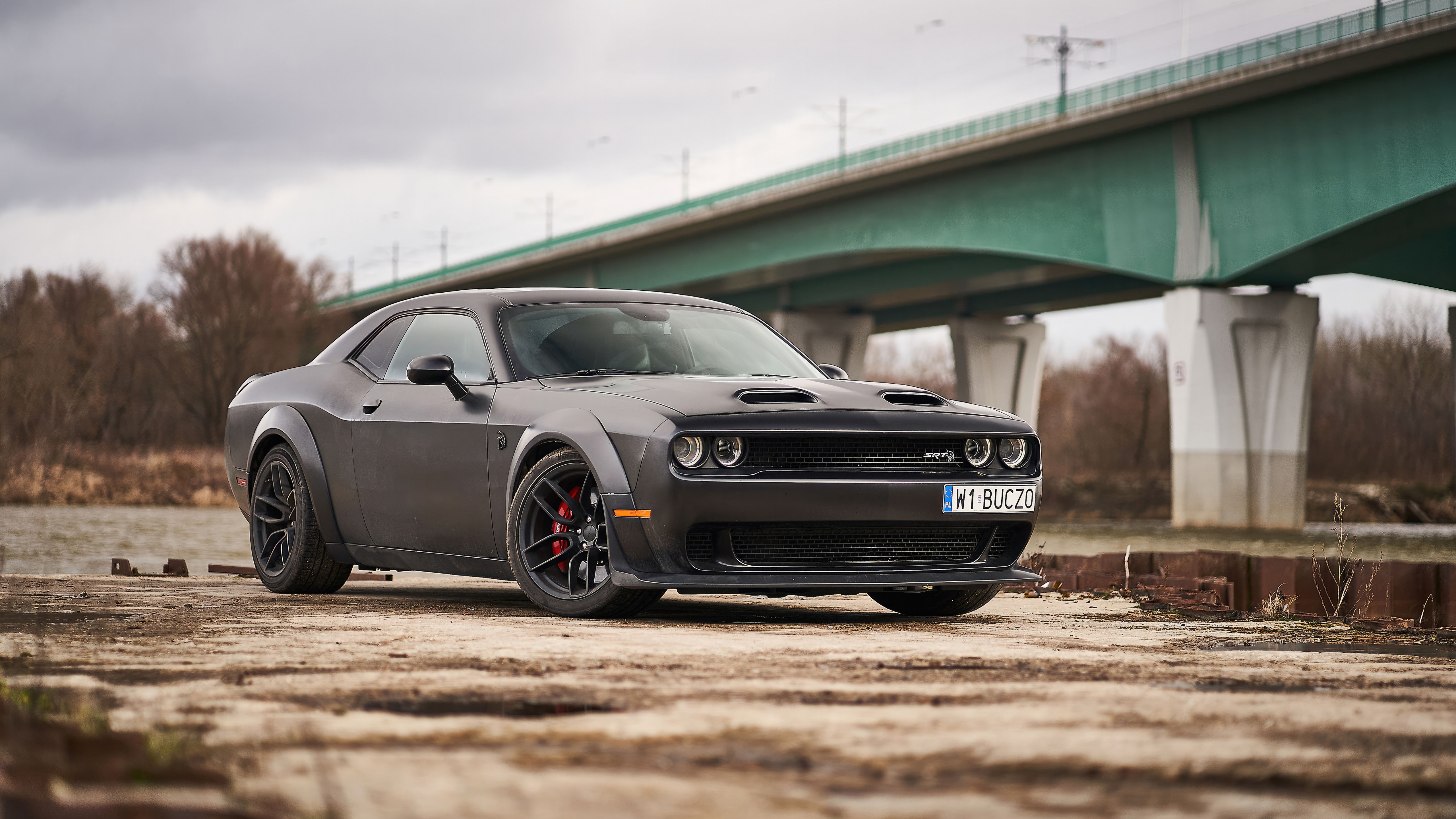 Dark Grey Dodge Challenger SRT Hellcat Redeye HD Wallpaper