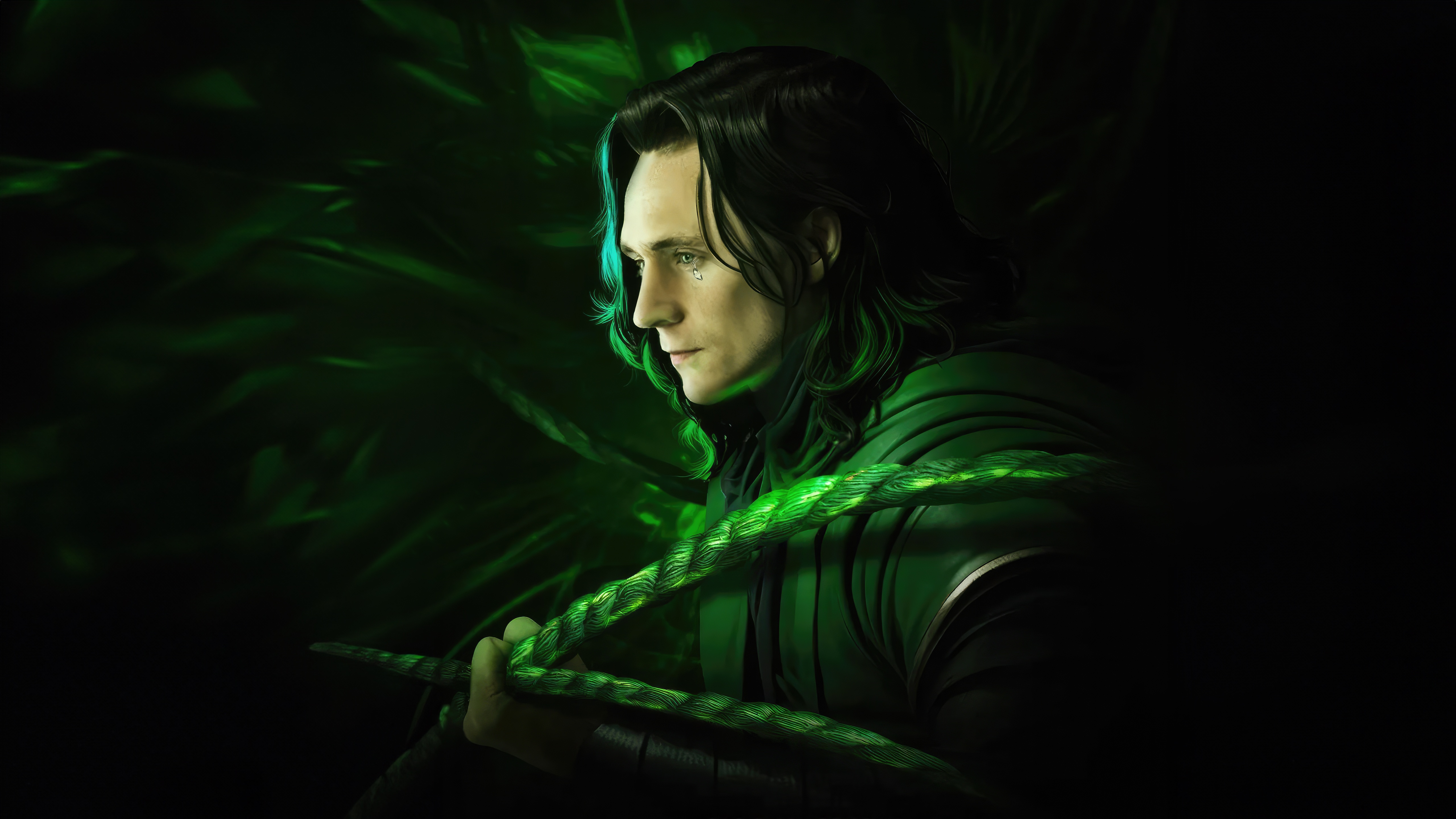 Loki with green magical energy HD Wallpaper