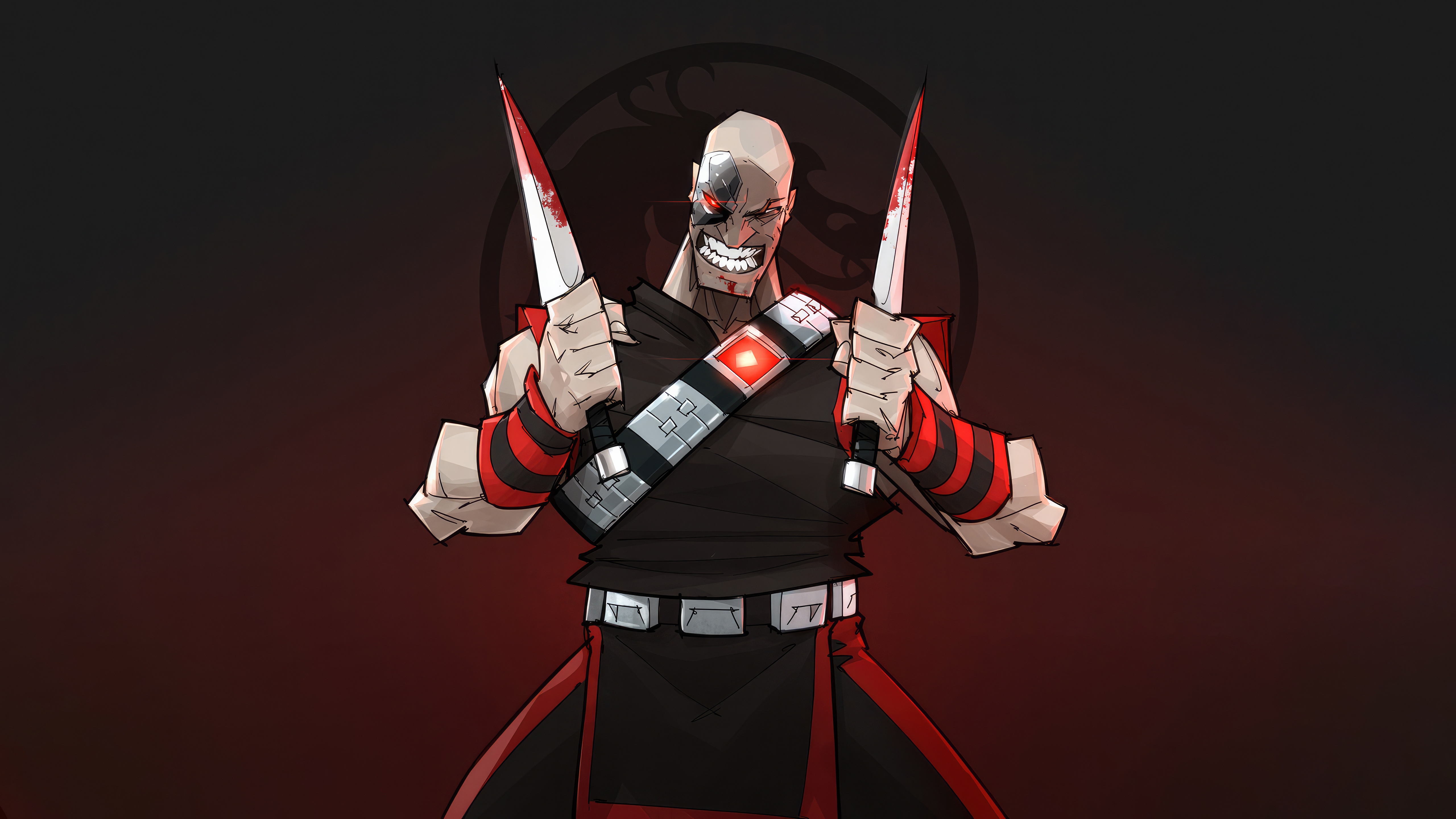 Kano from Mortal Kombat holding knives HD Wallpaper