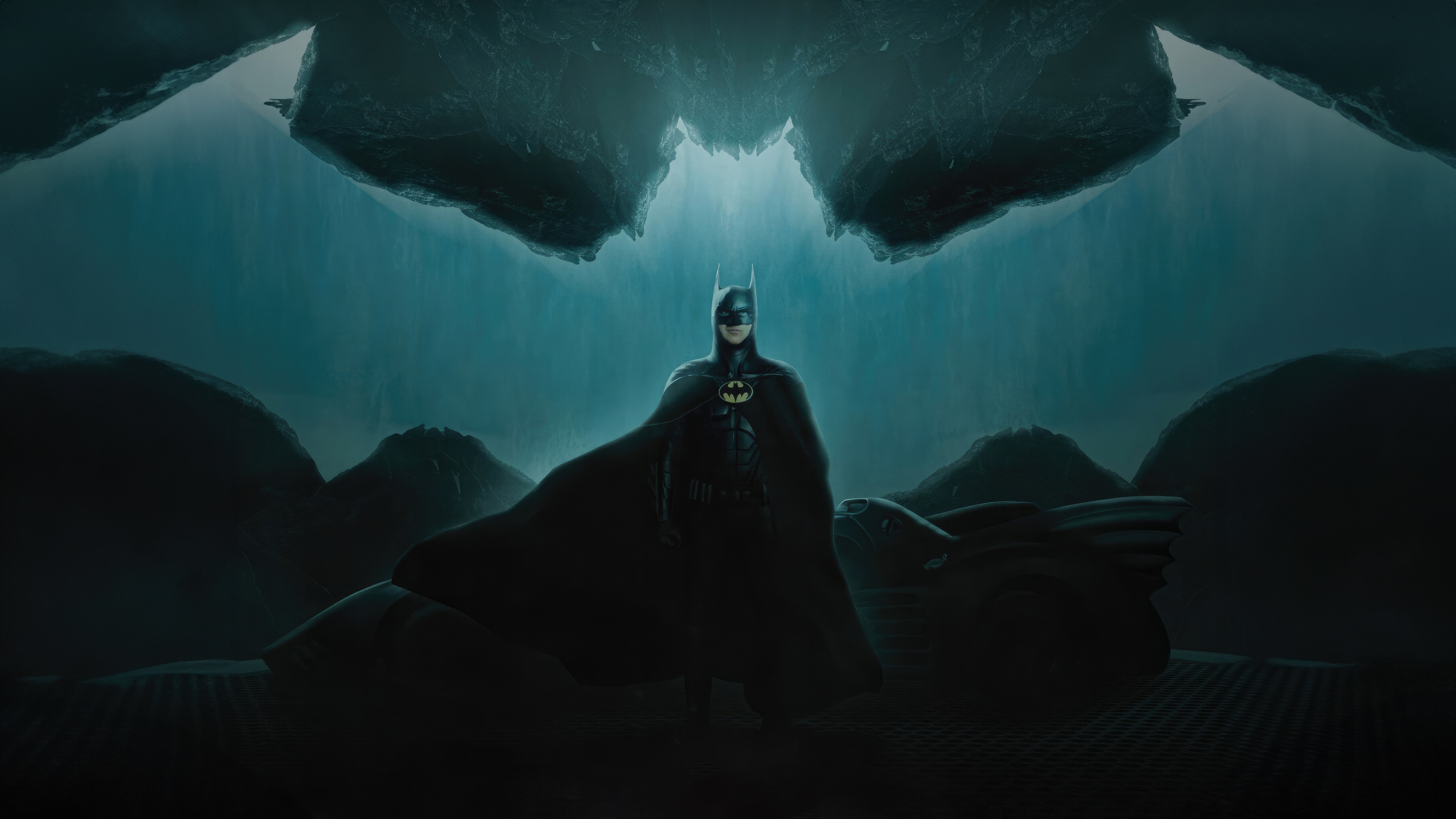 Michael Keaton as Batman in a cave HD Wallpaper
