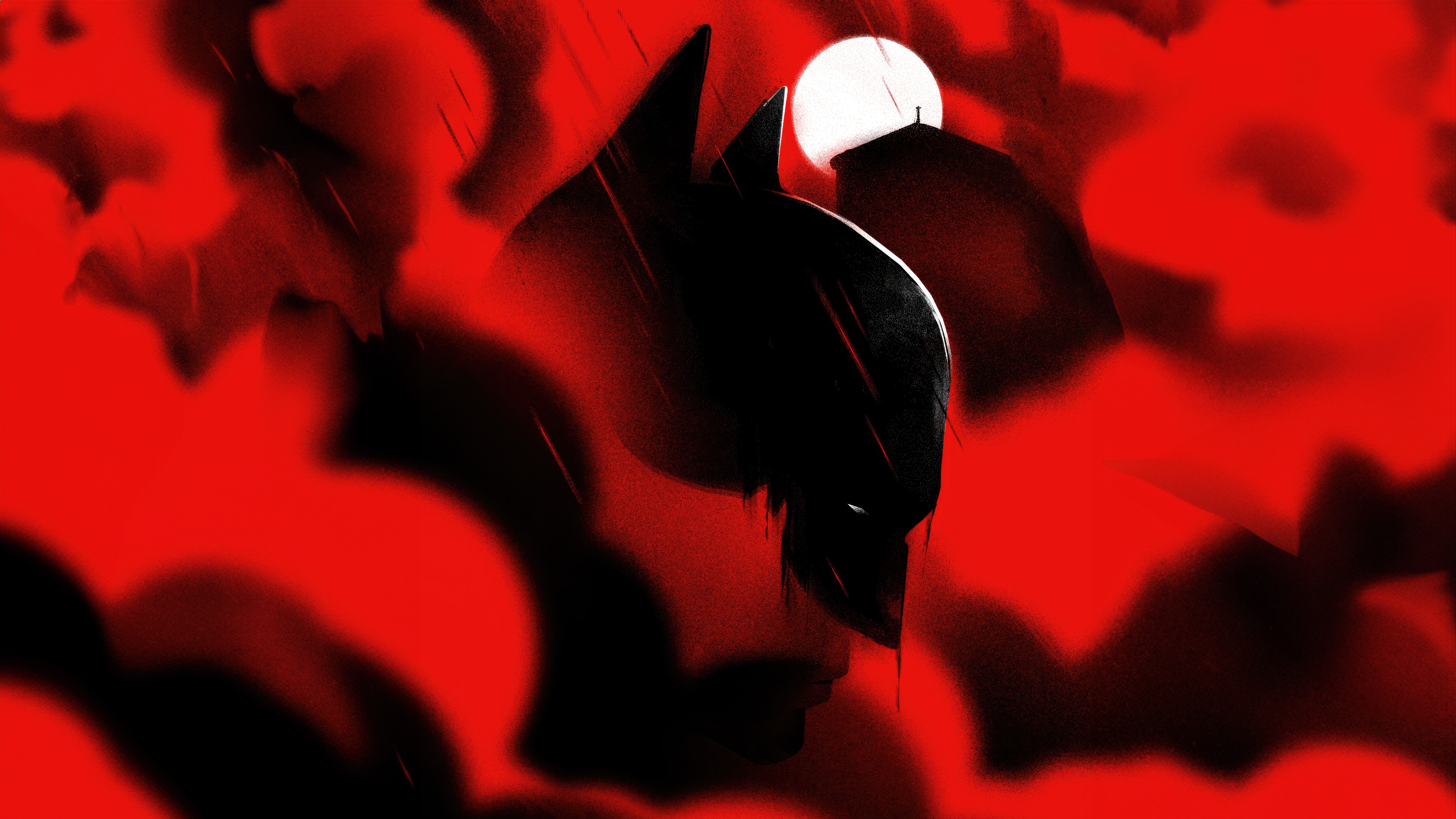Batman in Red Smoke with Moon HD Wallpaper