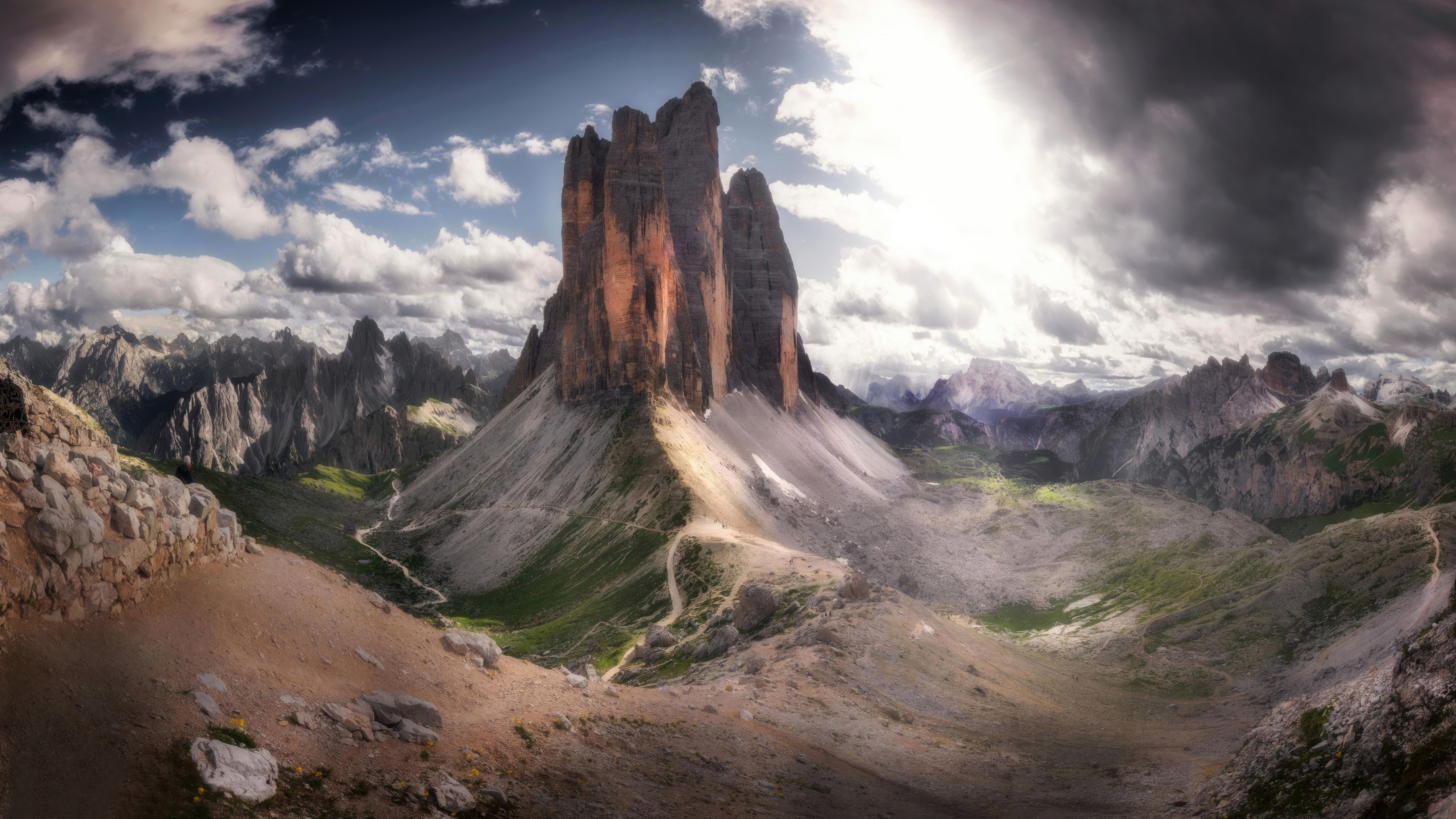 Tre Cime di Lavaredo Mountains in Italy HD Wallpaper