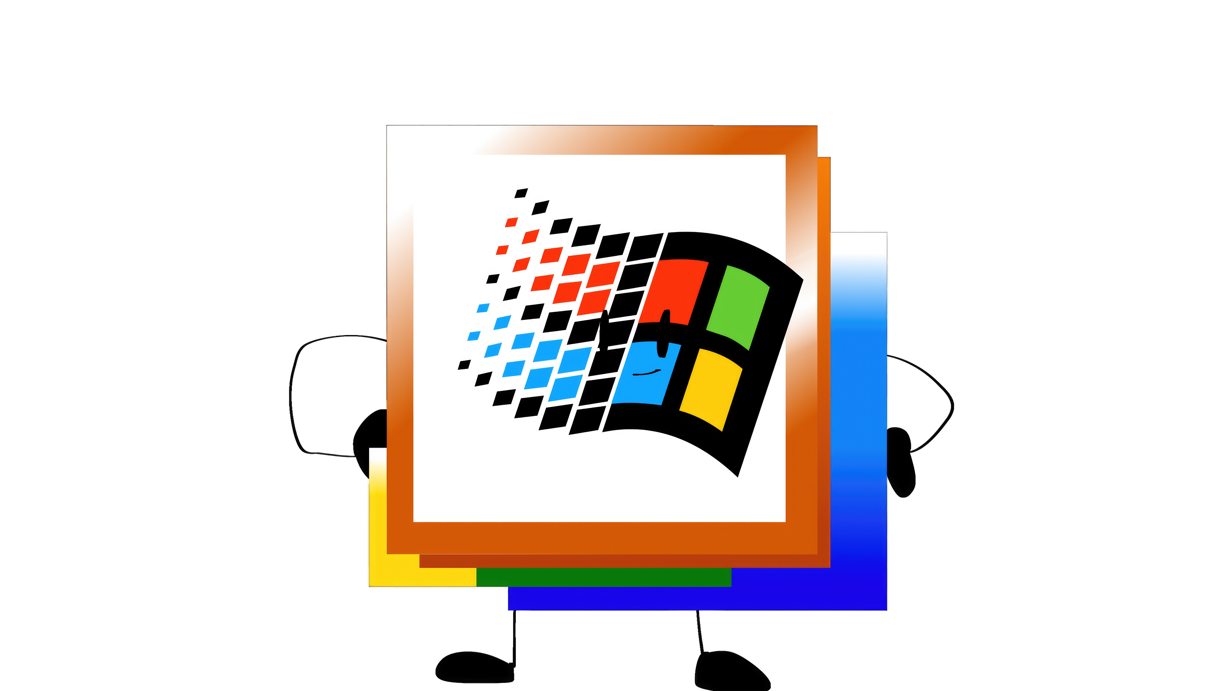 Windows XP logo with arms and legs HD Wallpaper