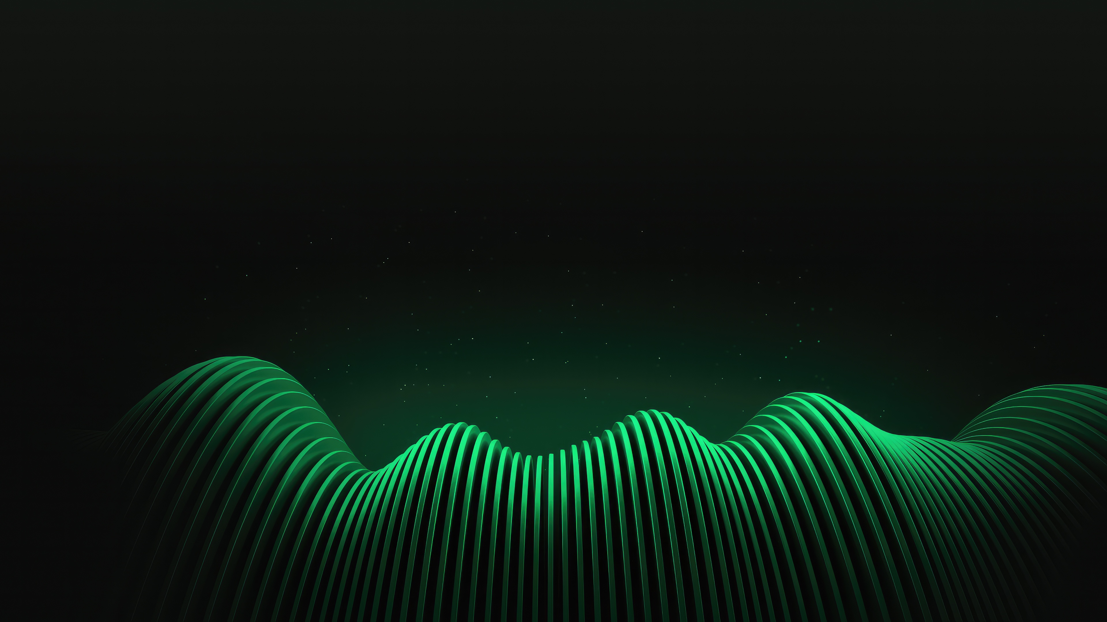 Opera GX Dark Abstract Green Waves HD Wallpaper