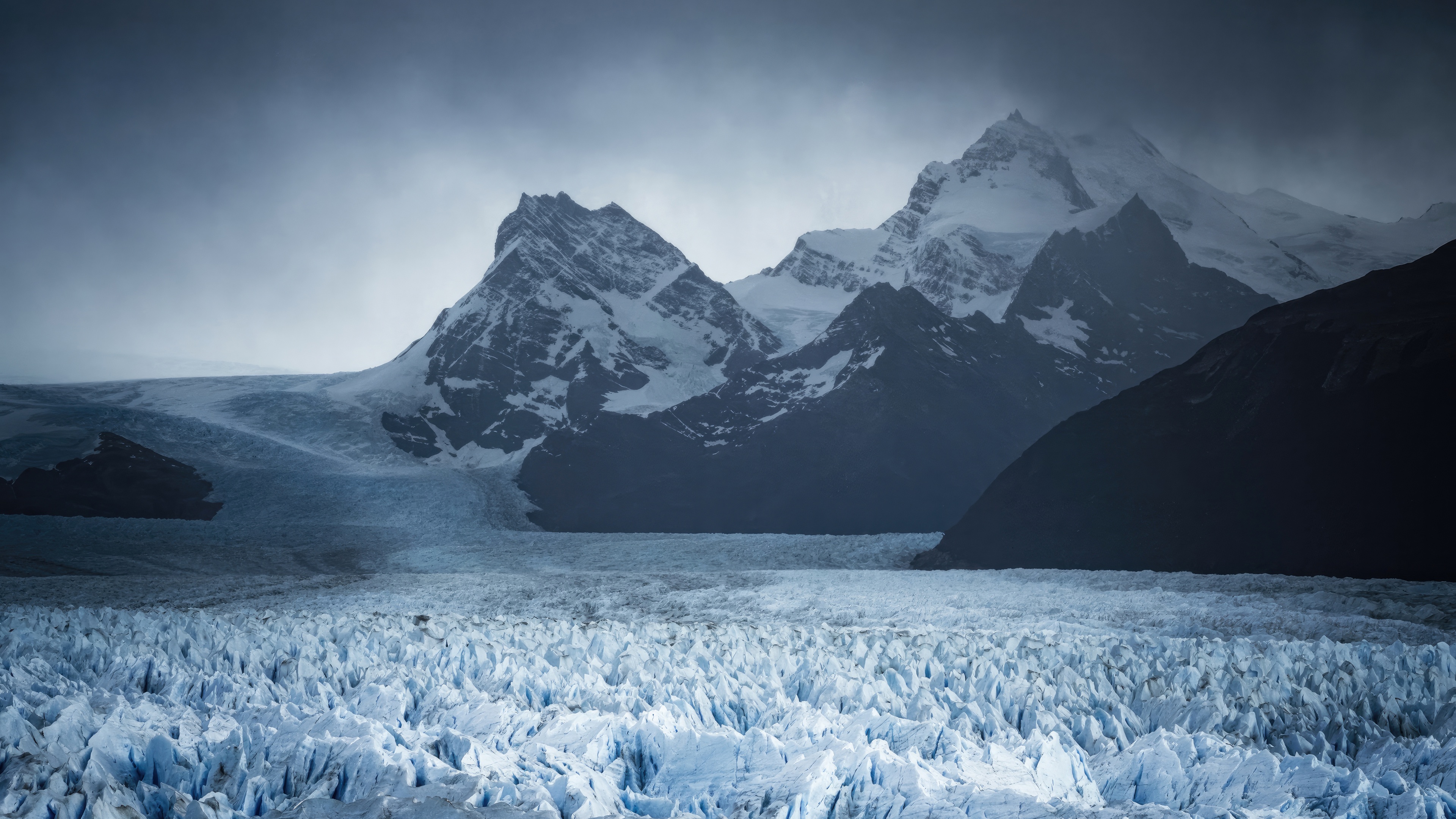 Perito Moreno Glacier and snow-capped mountains HD Wallpaper