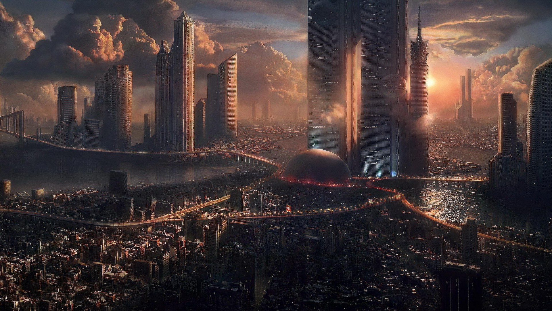 Futuristic Cityscape with Futuristic Architecture HD Wallpaper