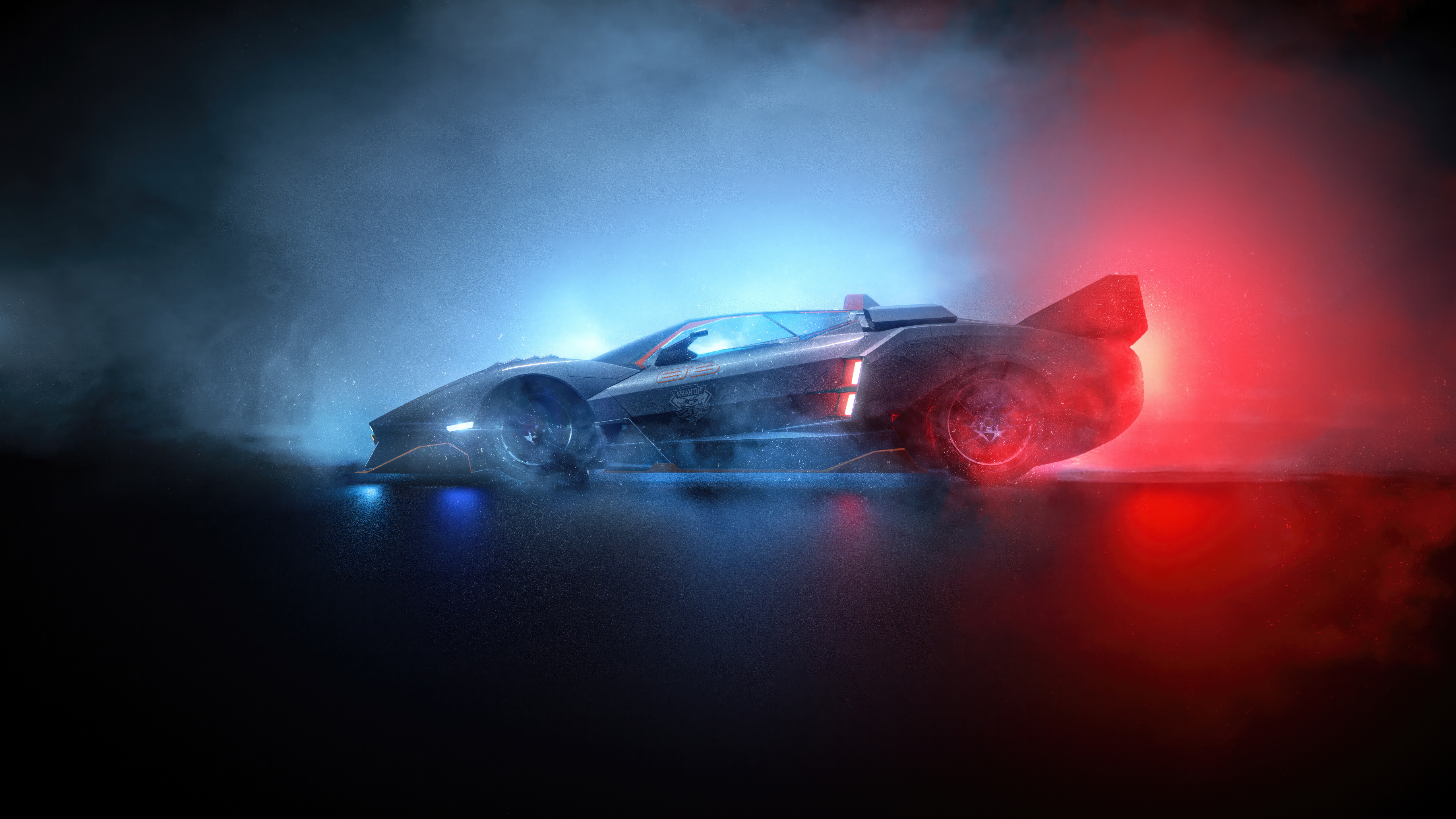 Futuristic Lamborghini police car in smoke HD Wallpaper