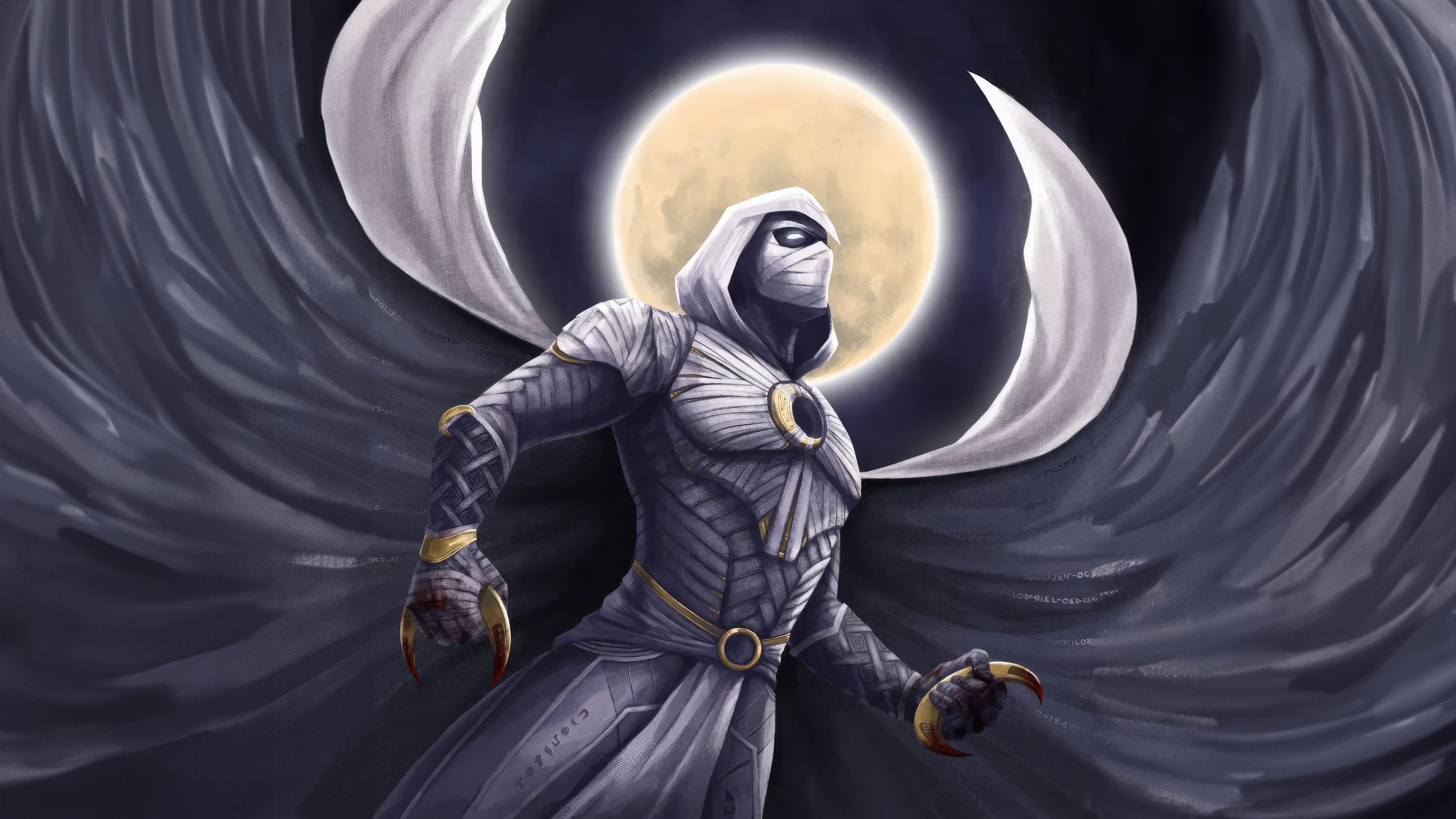 Moon Knight in front of a full moon HD Wallpaper