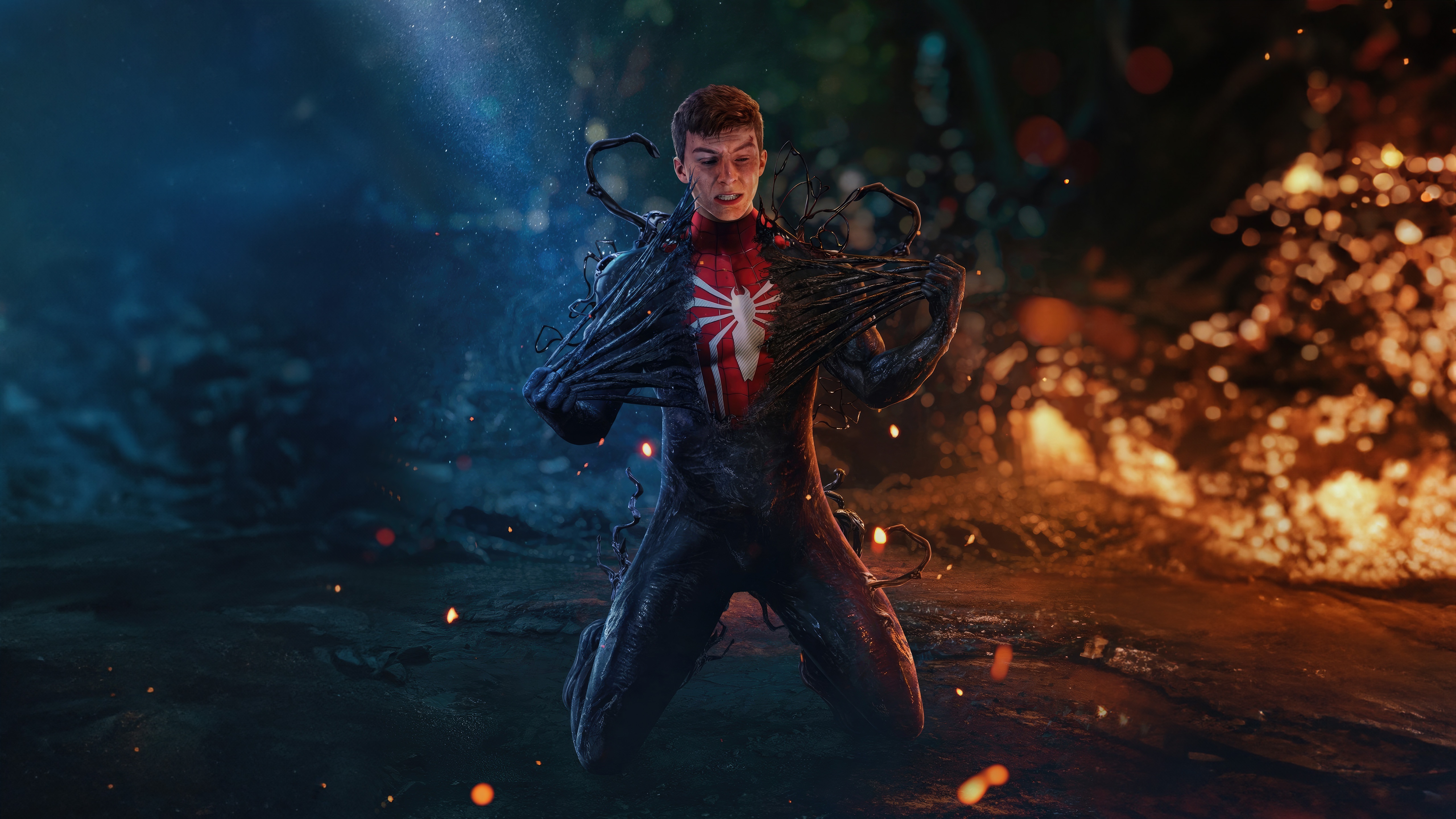 Peter Ripping Off The Symbiote Venom HD Wallpaper